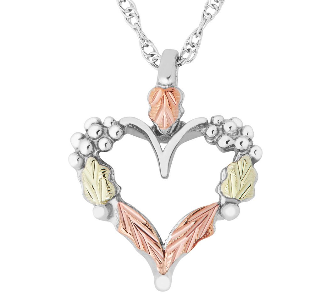 Black Hills Heart Pendant w/ Chain, Sterling/12K Gold