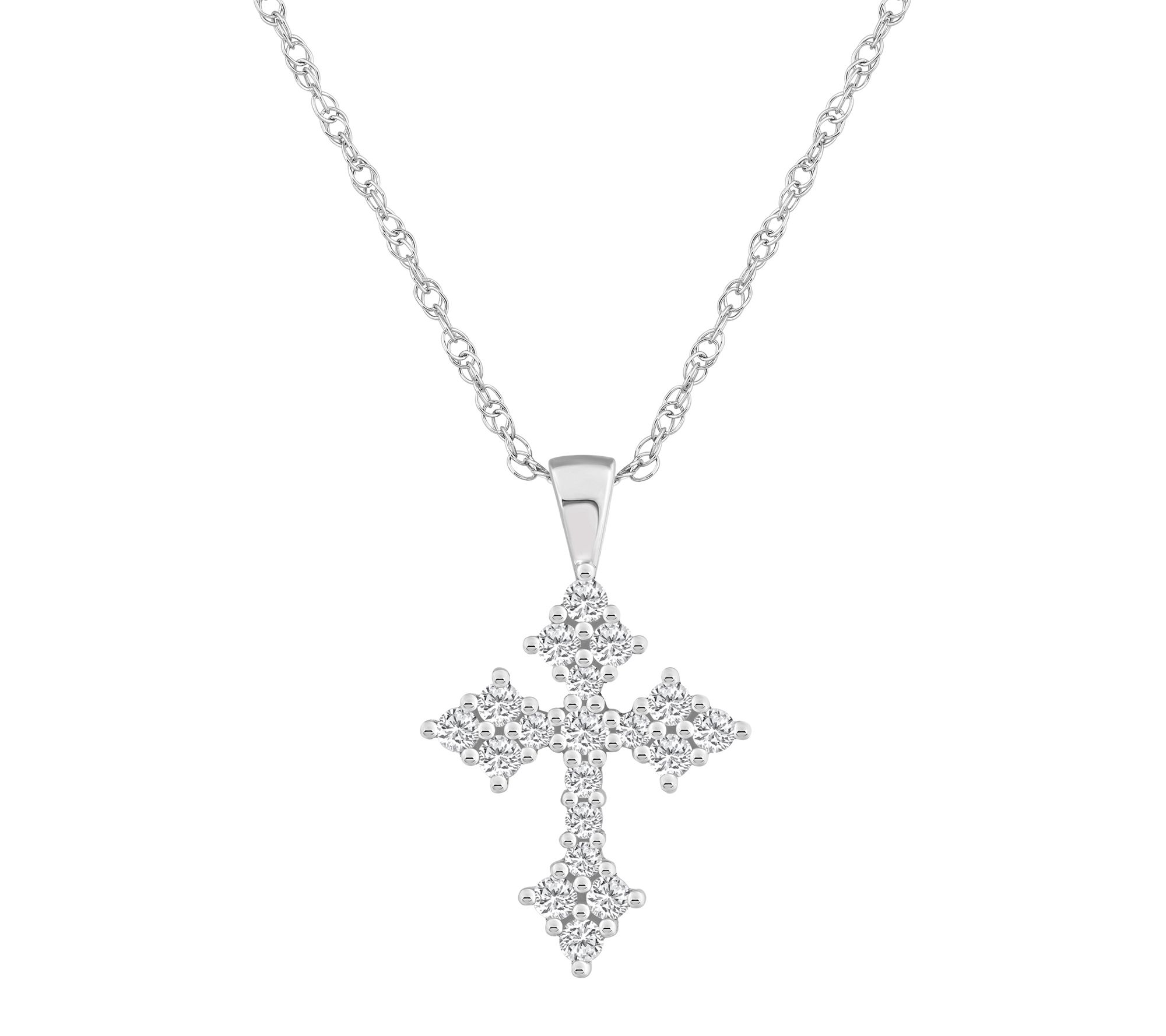 Affinity 0.50 cttw Diamond Cross Pendant w/ Cha in, 14K Gold - QVC.com