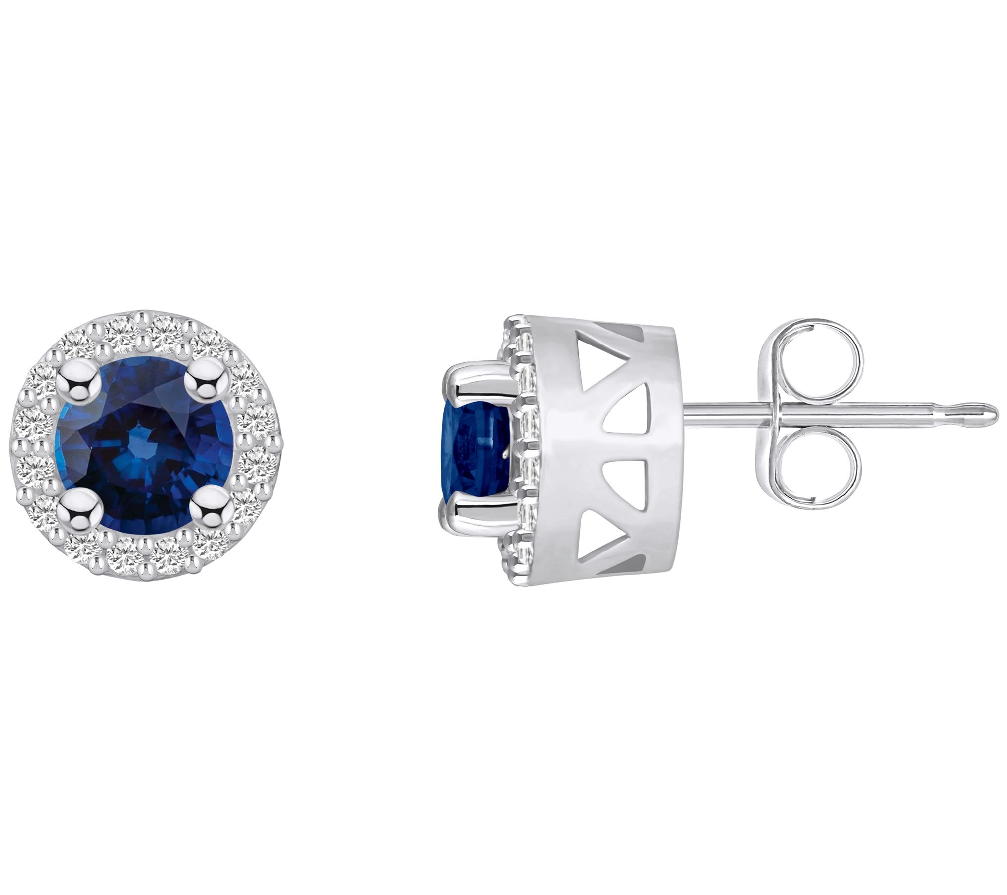 Affinity 14K White Gold Gemstone 0.20 cttw Diamond Halo Studs