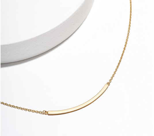 Smile Bar Polished Necklace, Sterling Silver &18K Gold Clad