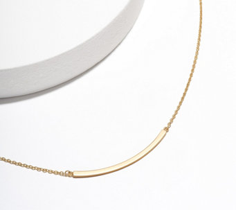 Smile Bar Polished Necklace, Sterling Silver &18K Gold Clad - J407272