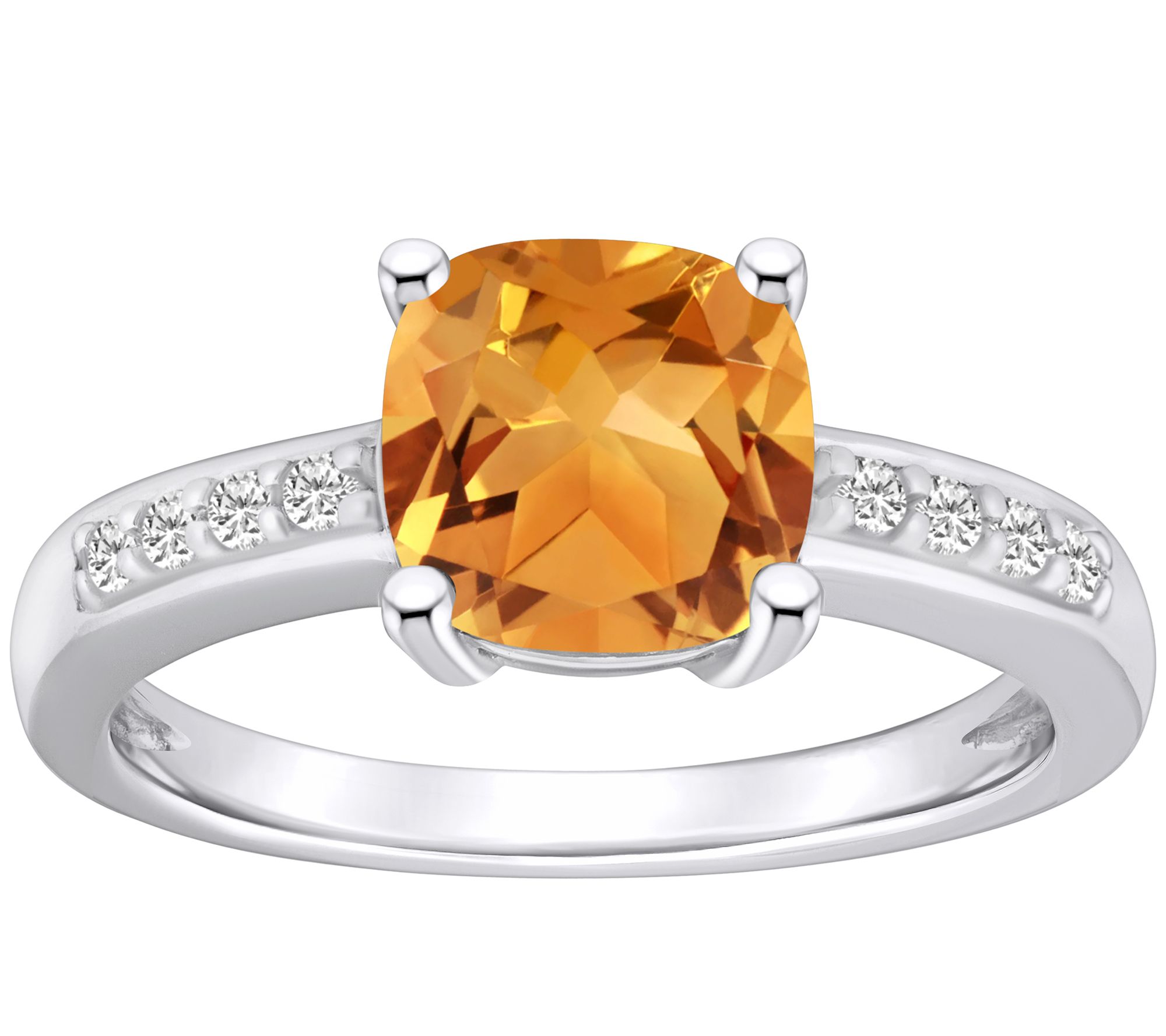 Affinity Gems Cushion Gemstone & Diamond Ring, 14K White Gold