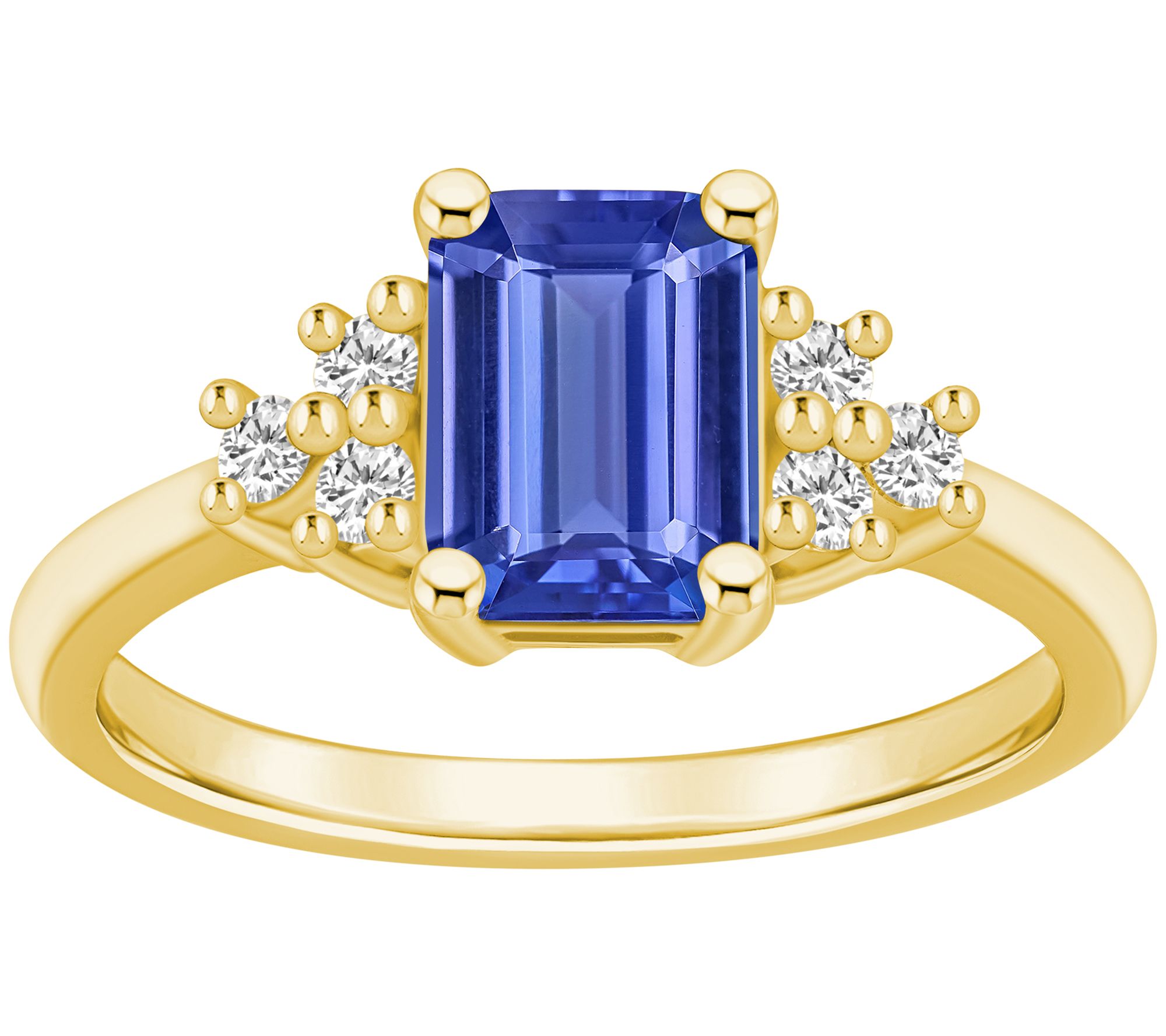 Affinity Gems Emerald-Cut Tanzanite & Diamond Ring, 14K Gold