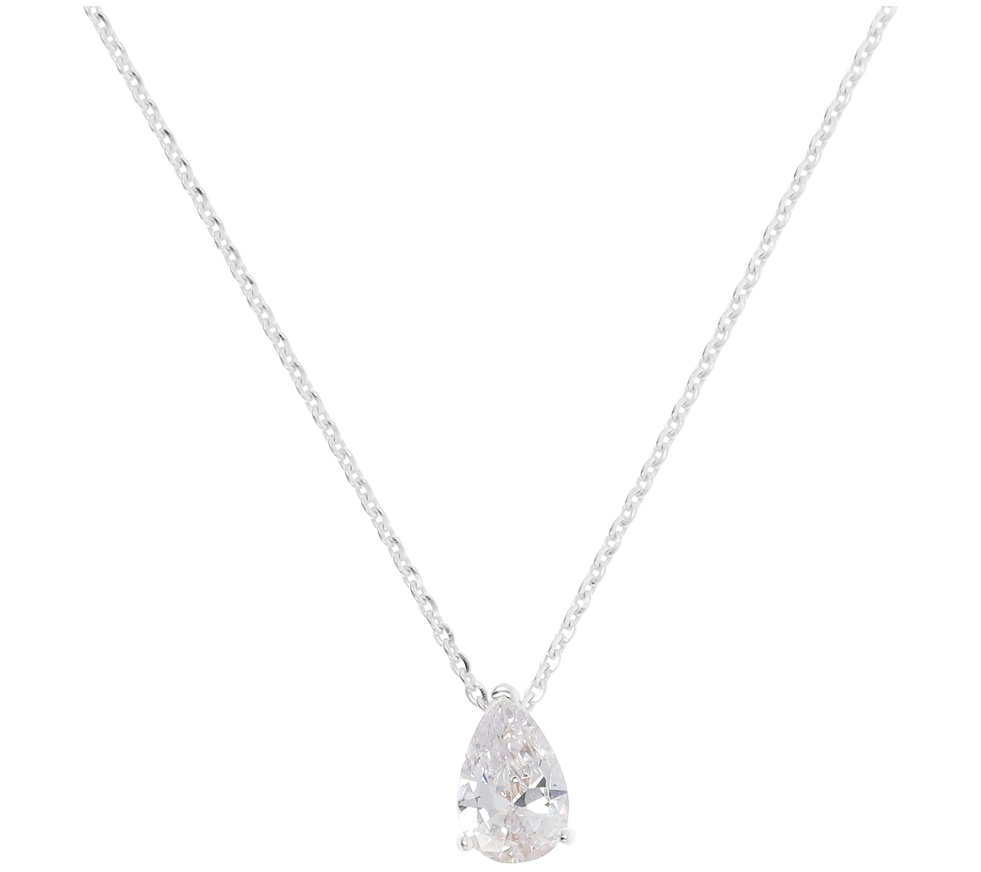 Diamonique 1.50 cttw Pear Cut Pendant w/ Chain, Sterling