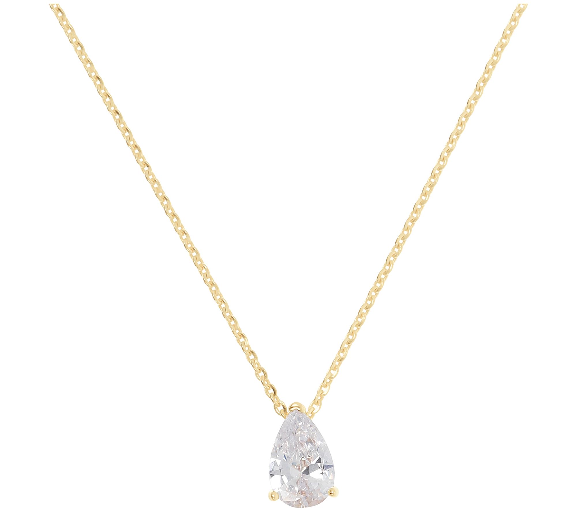 Diamonique 1.50 cttw Pear Cut Pendant w/ Chain, Sterling