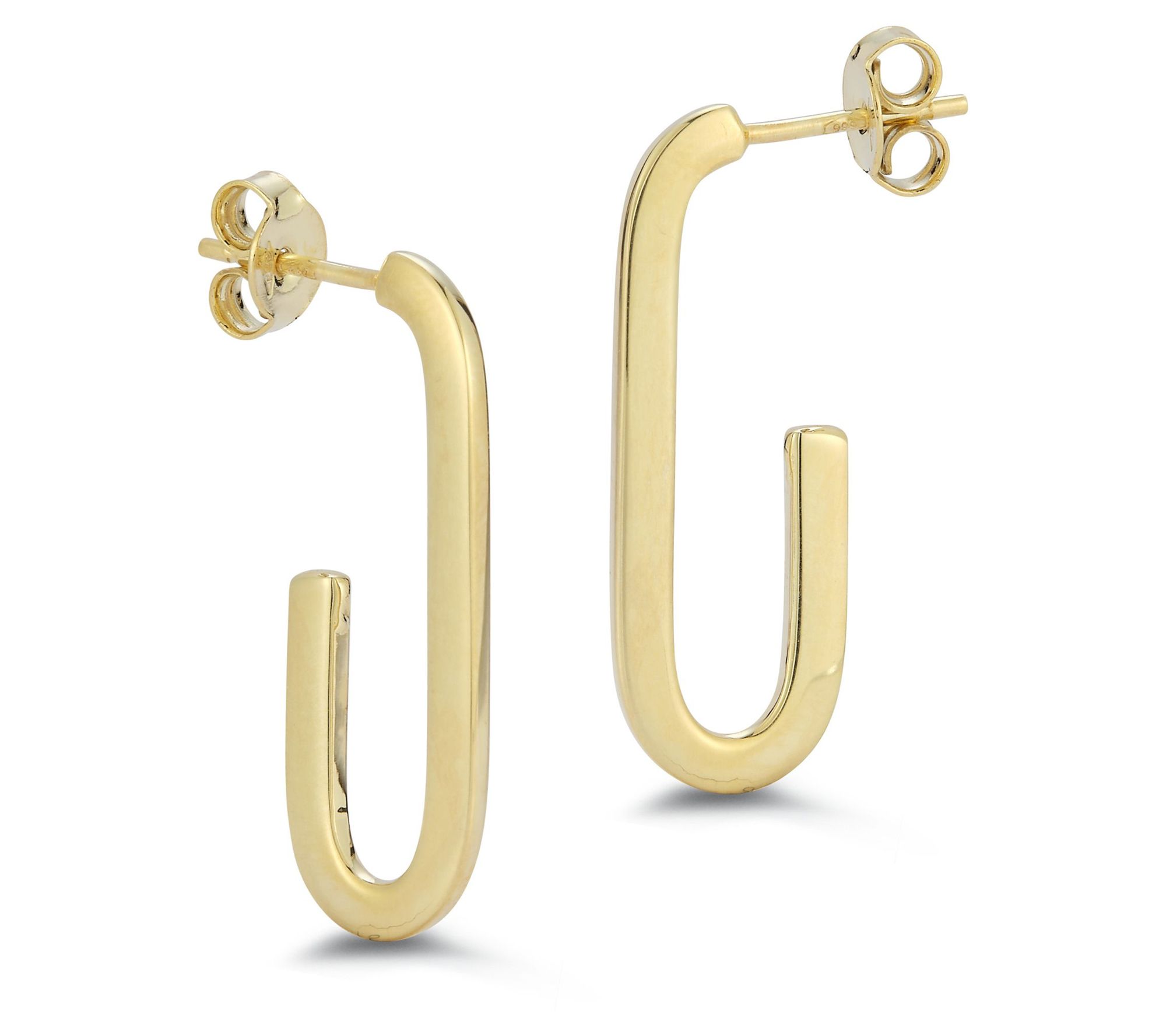 Italian Gold Elongated Hoop Earrings, 14K