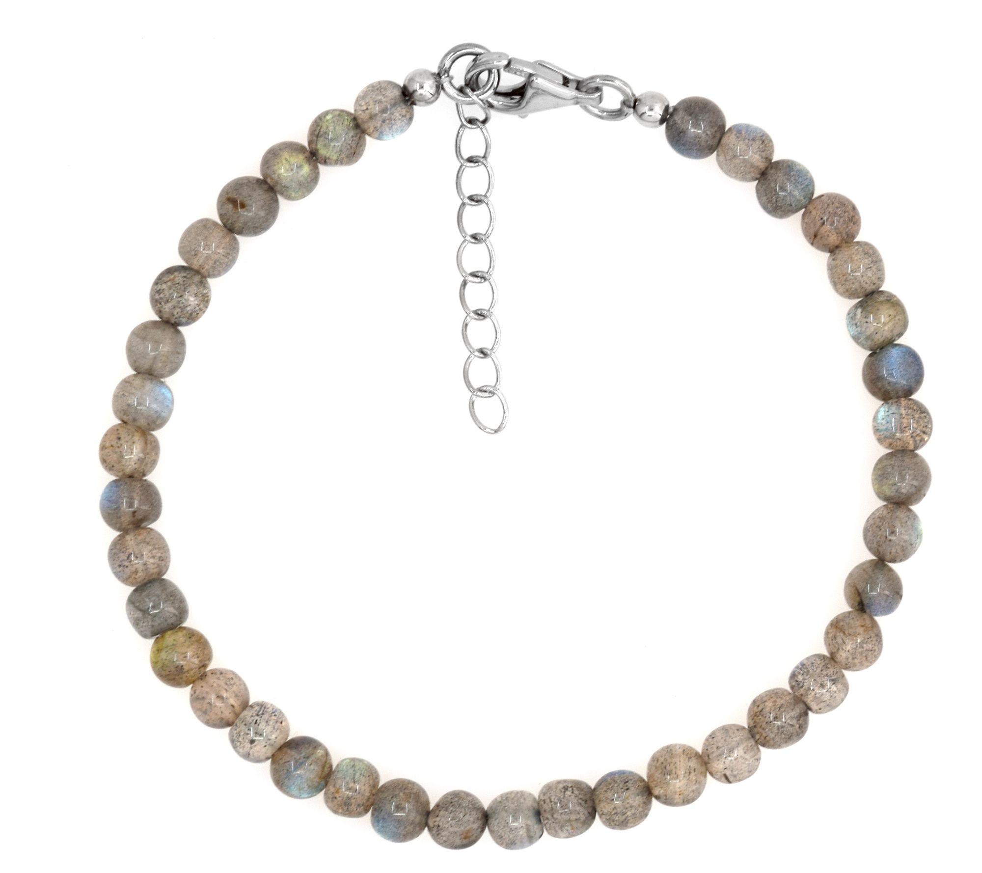 Plain Round Labradorite Beads Bracelet, 925 Sterling