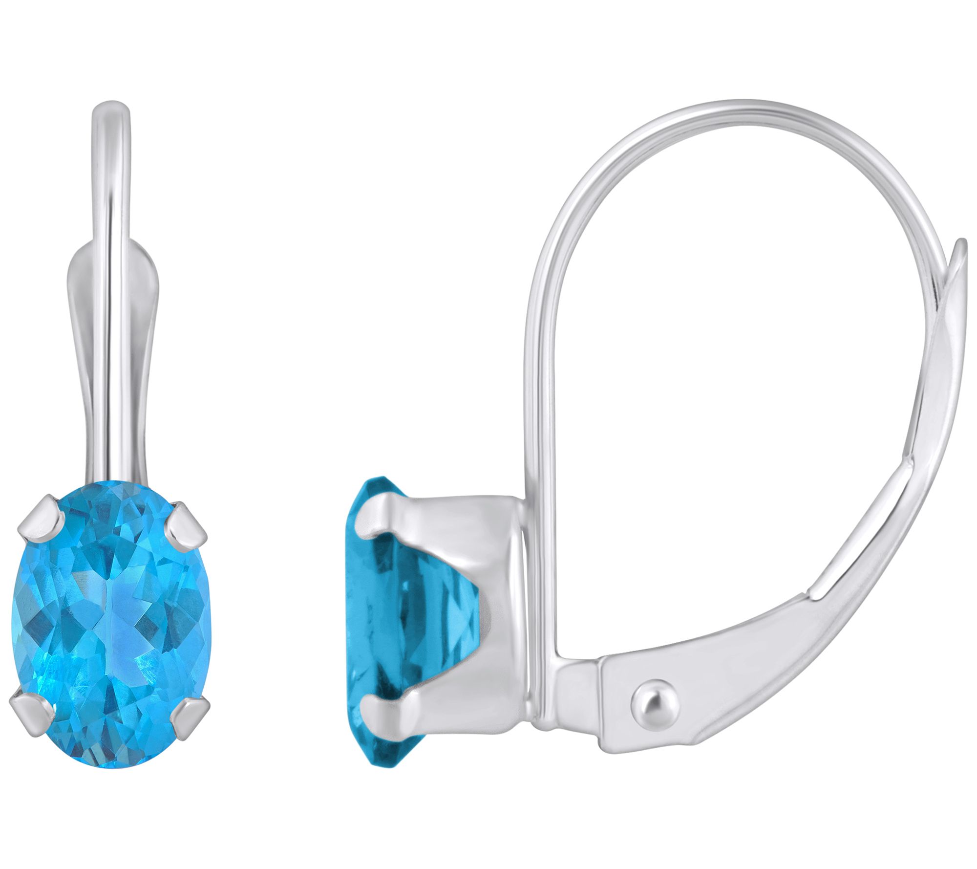Affinity Gems Oval Leverback Earrings, 10K White Gold