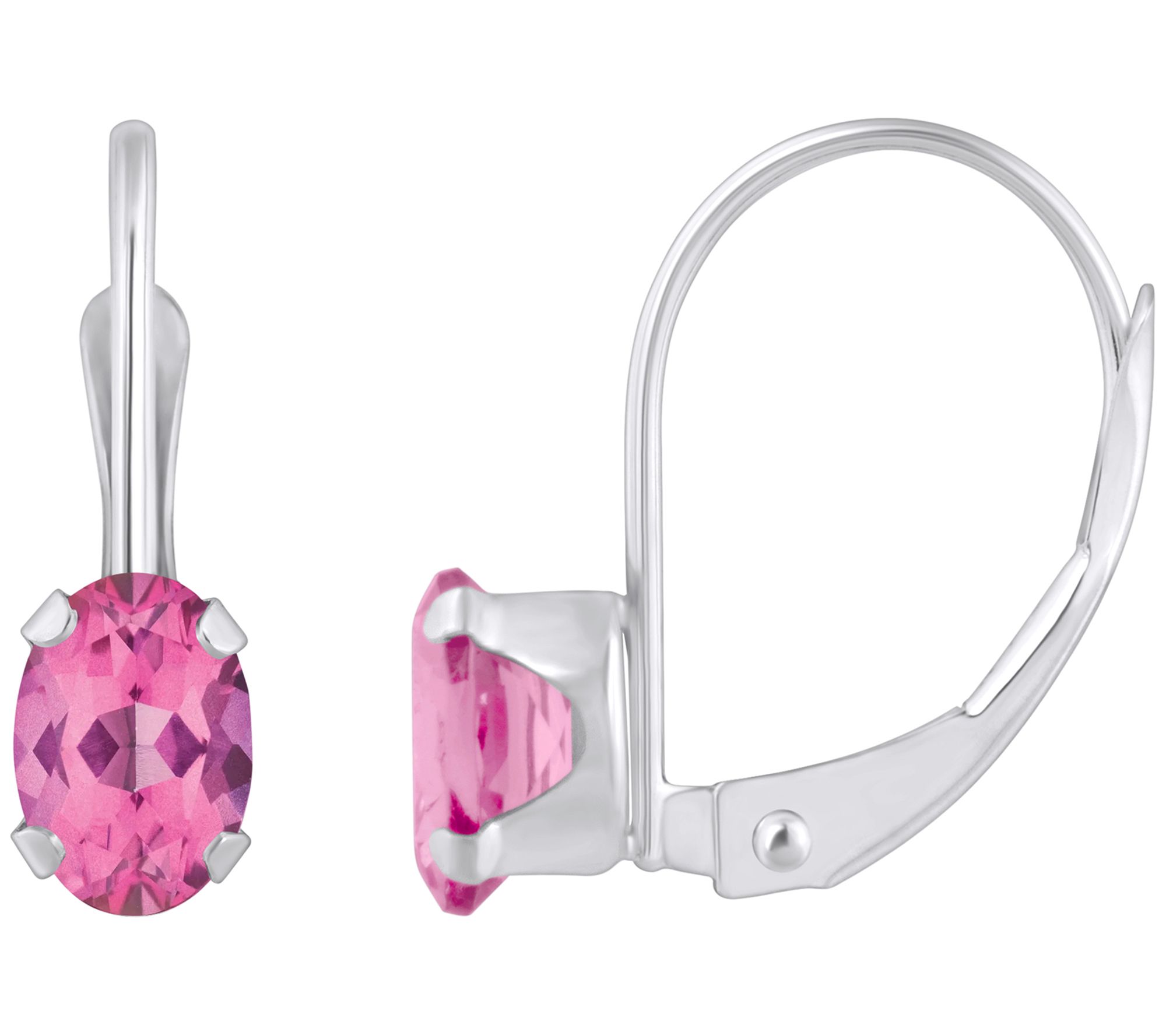 Affinity Gems Oval Leverback Earrings, 10K White Gold