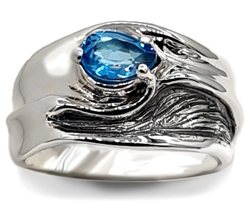 Hagit Sterling Silver Gemstone 'Ripples' Ring