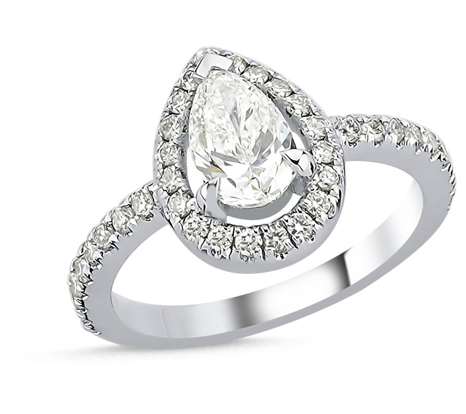 Vida Lab Diamonds Lab Created Norte Pear Halo Ring, 14K - QVC.com