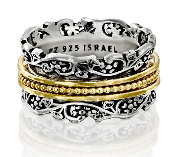 "As Is" Or Paz Floral Lace Sterling Silver Spinner Ring, 8.5g