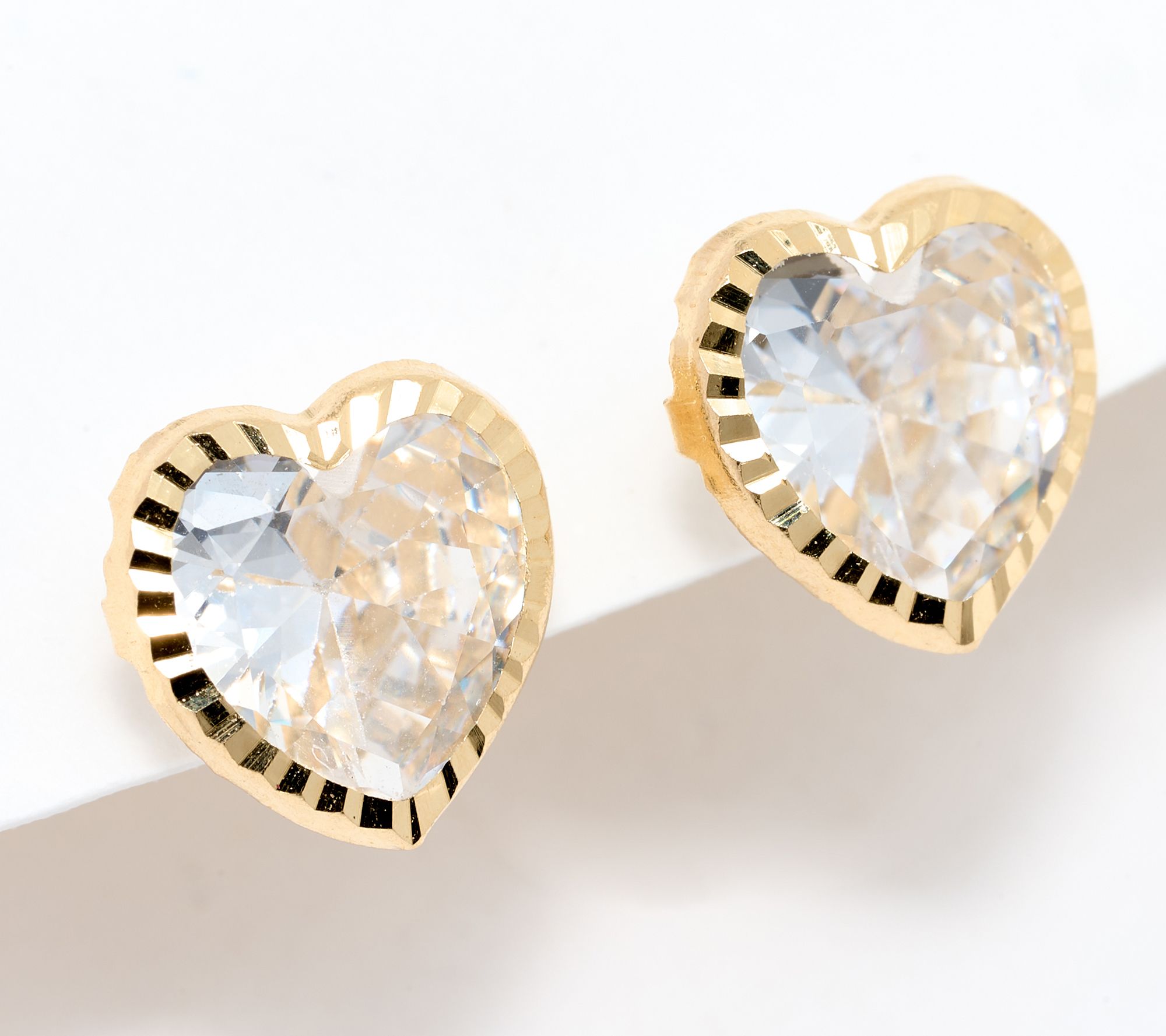 Diamonique Italia Heart Stud Earrings, 14k Gold