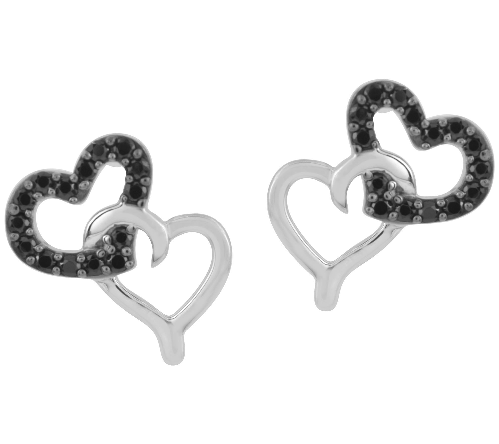 Affinity Gems Black Spinel Heart Stud Earrings,Sterling
