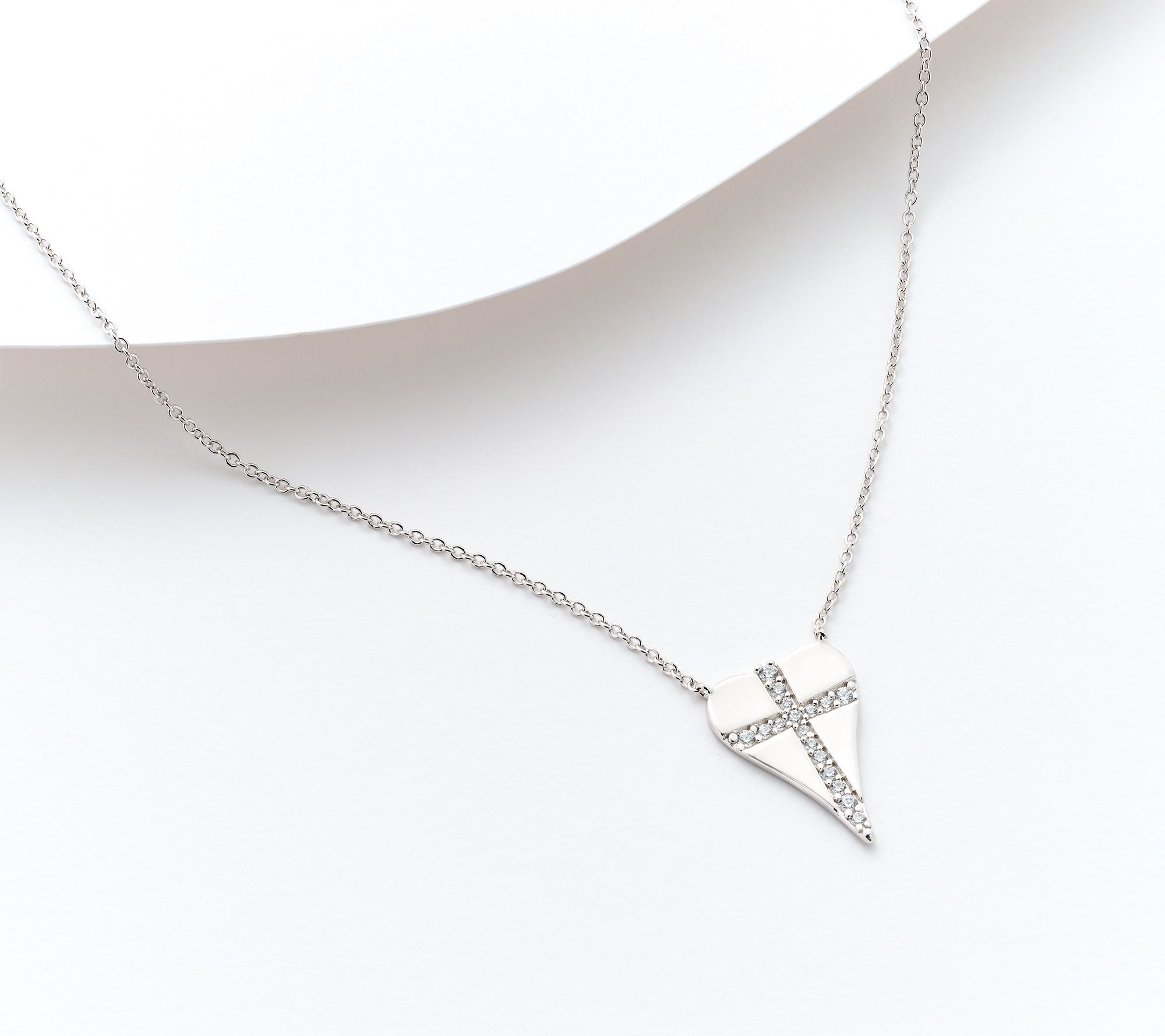 Diamonique x Jennifer Miller Heart Motif Necklace, Sterling Silver
