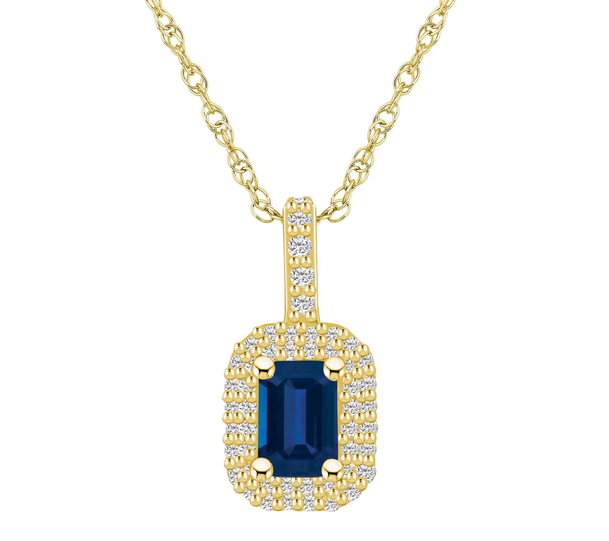 Affinity Gems Emerald Cut Sapphire & Diamond Necklace, 14K