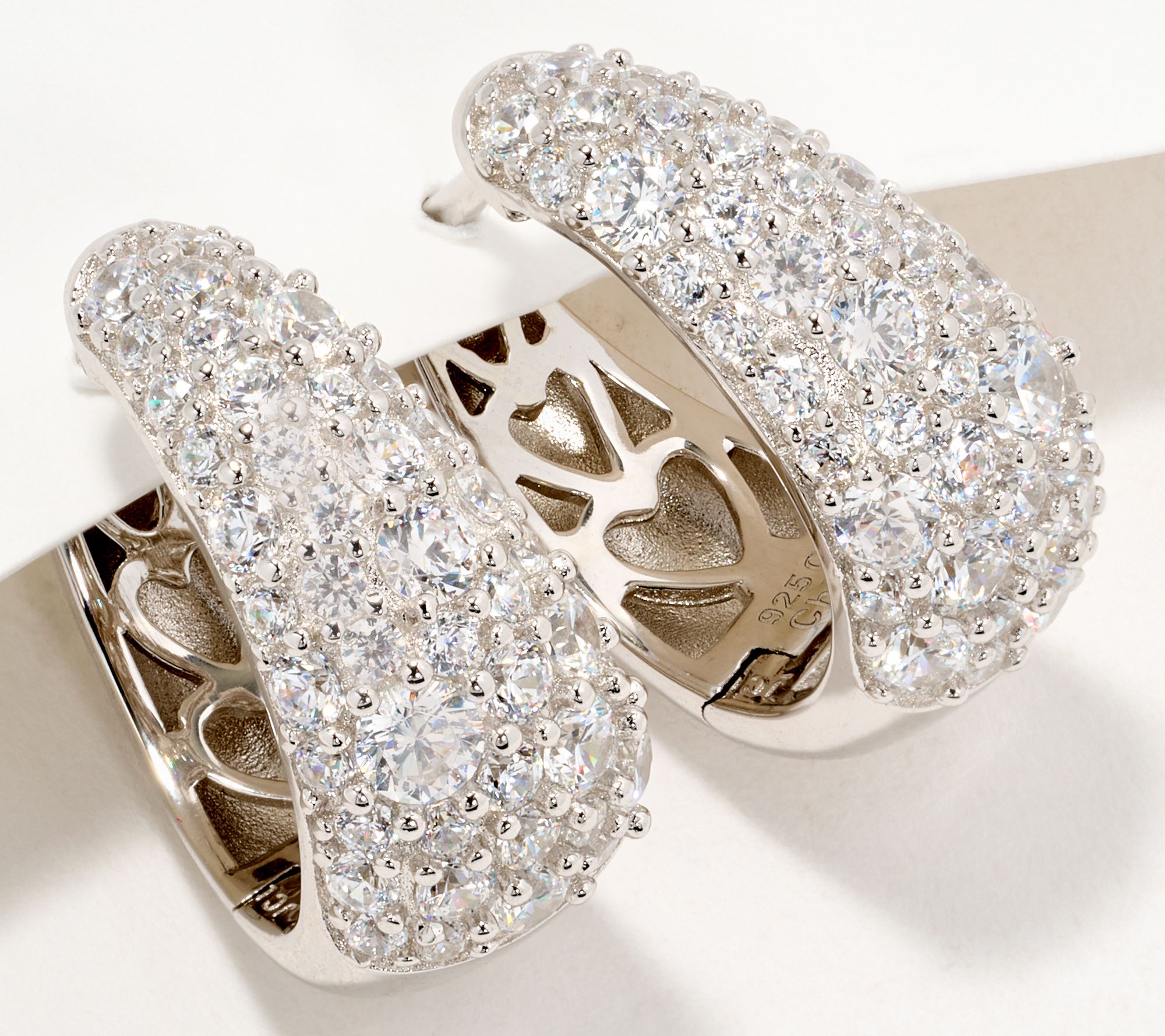 Diamonique x Jennifer Miller Clear Cobblestone Hoops, Sterling