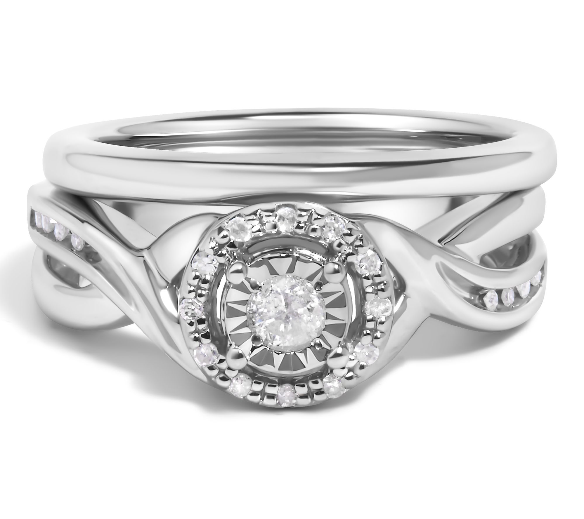 Haus of Brilliance Diamond Accent Bridal Ring Set, Sterling
