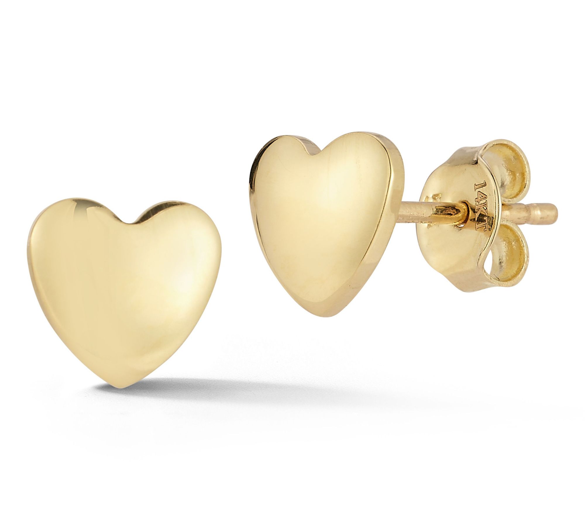 Italian Gold Heart Stud Earrings, 14K