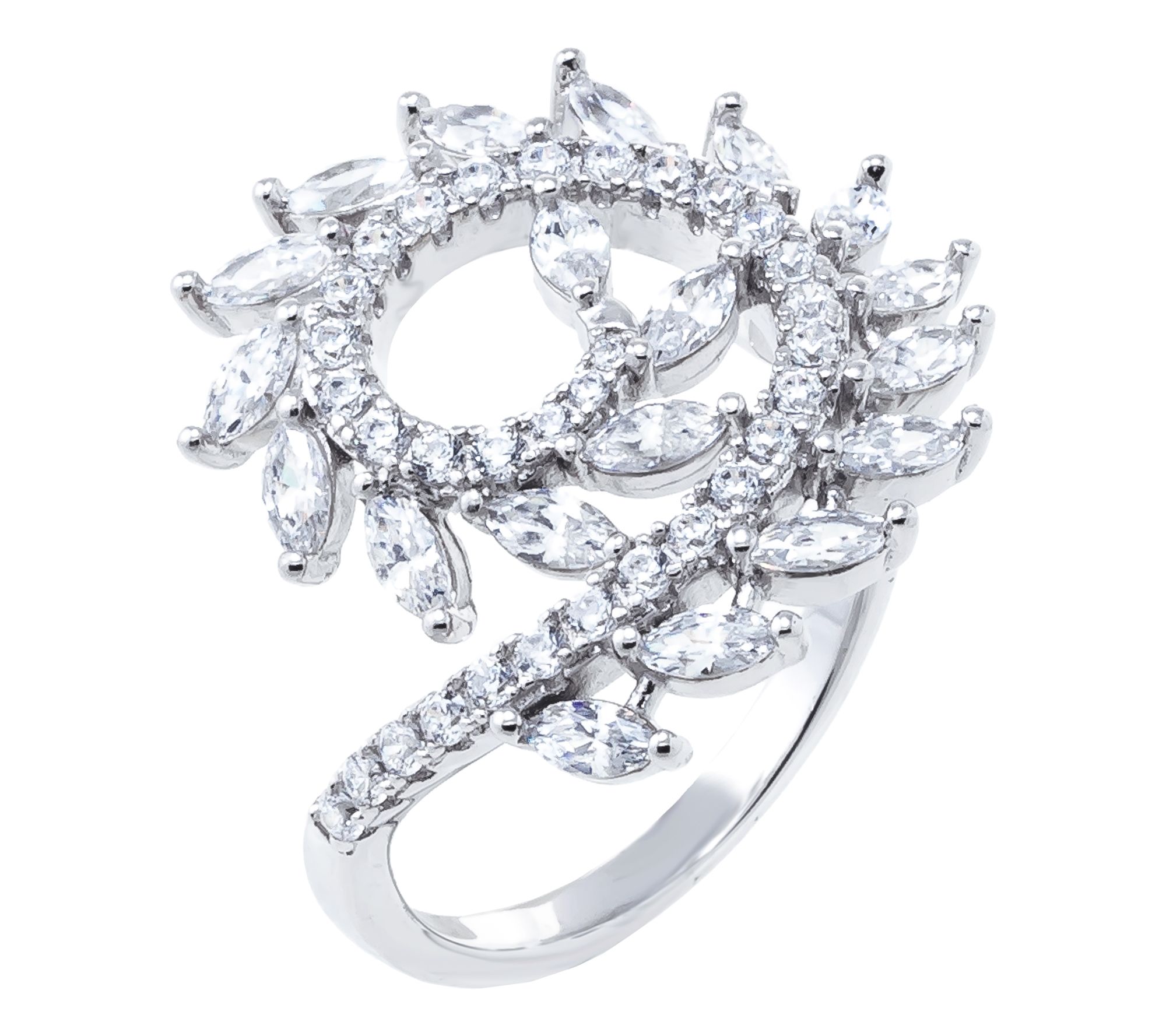 Diamonique Marquise Cut Spiral Ring, Sterling Silver