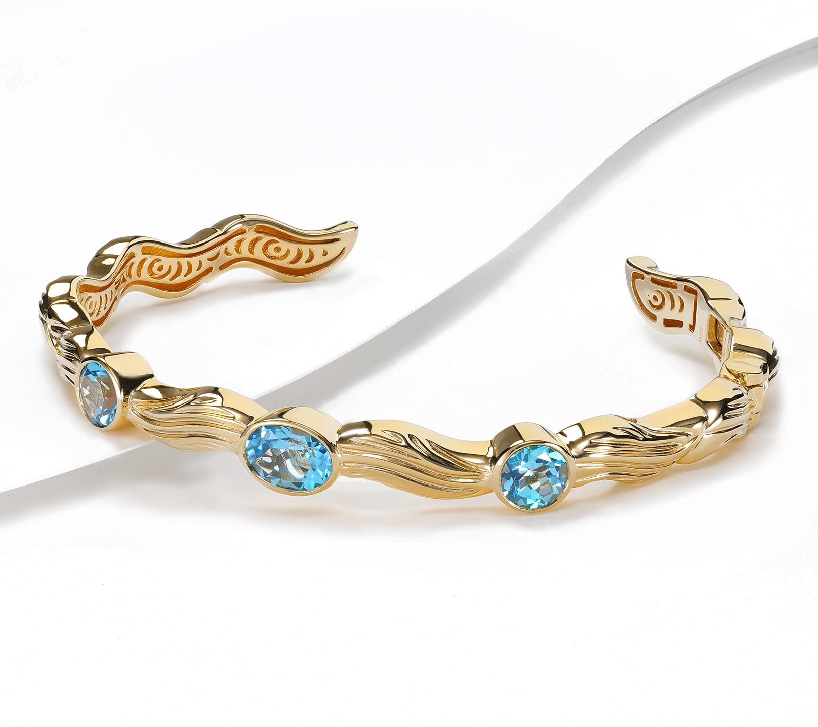 Christian James x Scott Grimes 14K Clad Gemstone Ripple Cuff