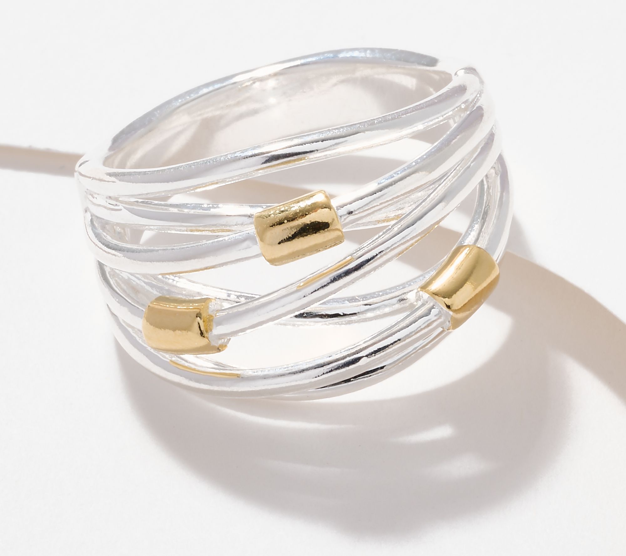 "As Is" UltraFine 950 Silver Crossover Ring with Stations