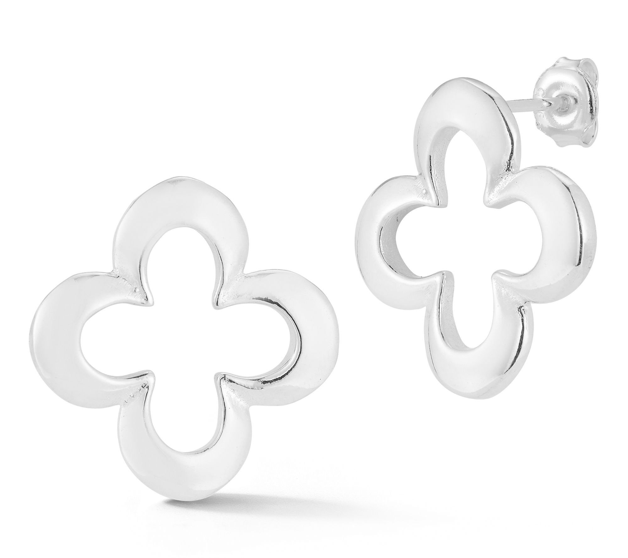 Sterlina Silver Open Clover Stud Earrings, Sterling