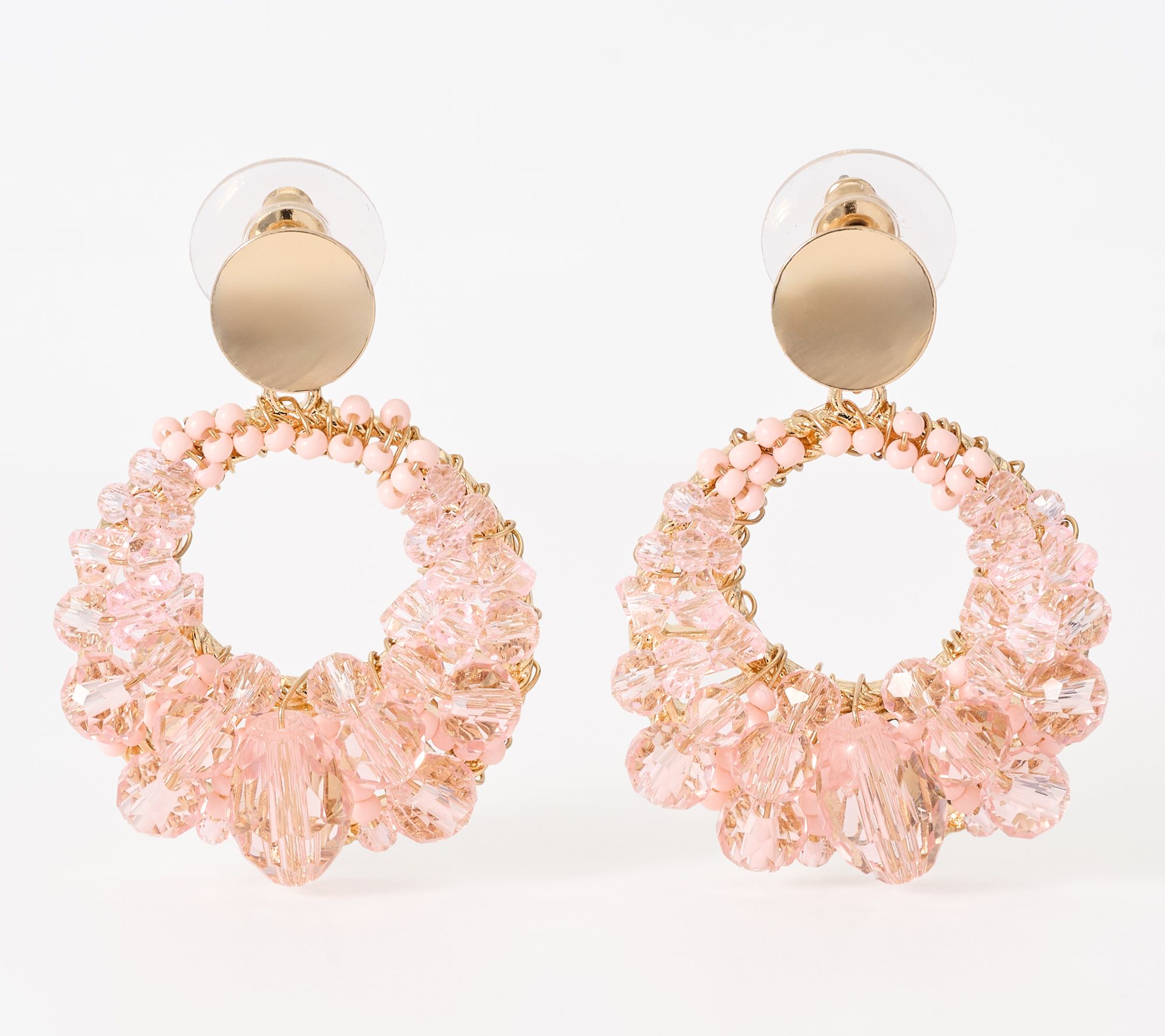 Susan Graver Glass Bead Cluster Wire Wrapped Earrings