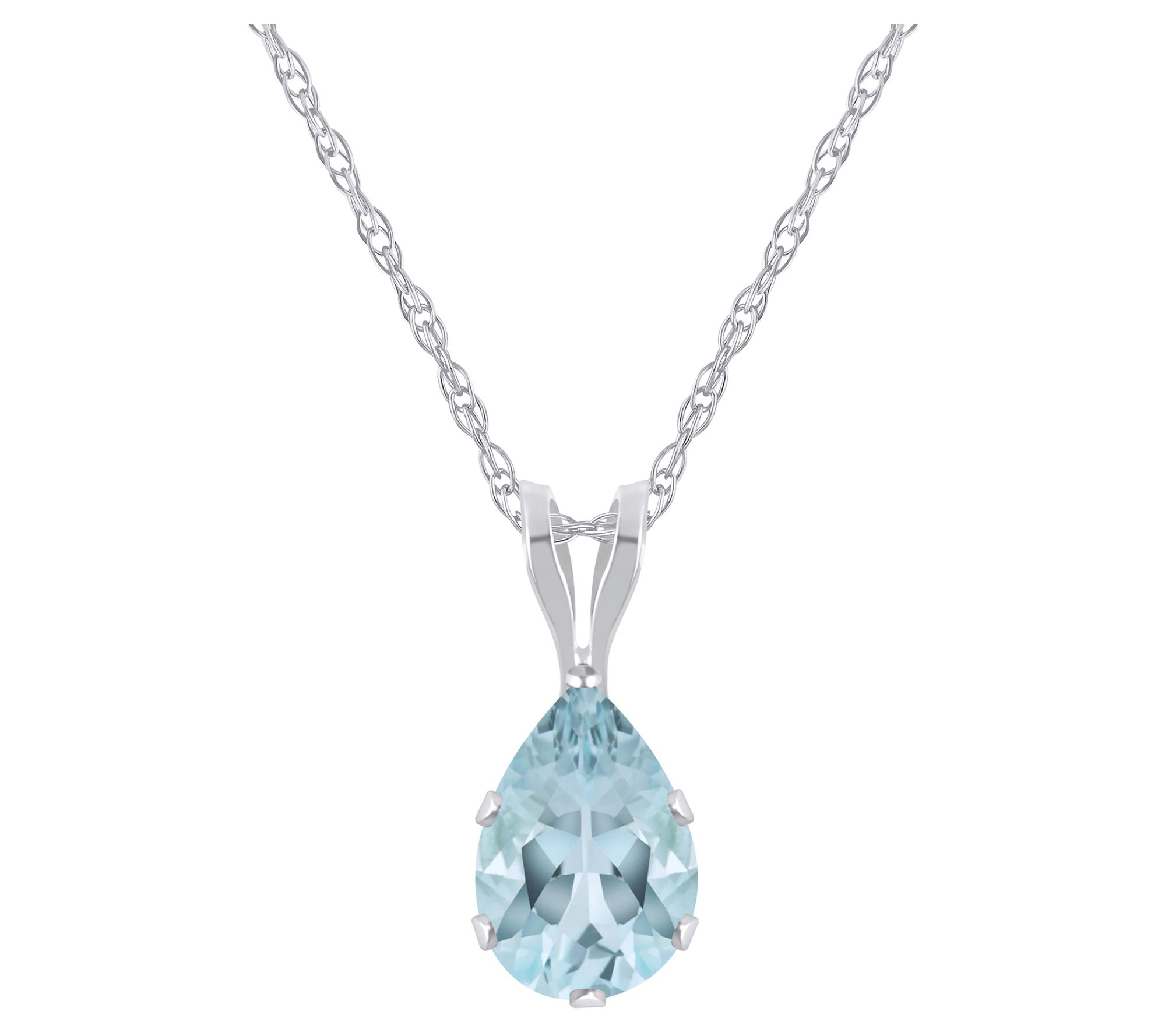 Affinity Gems Pear Gemstone Pendant w/ Chain, 10K White Gold
