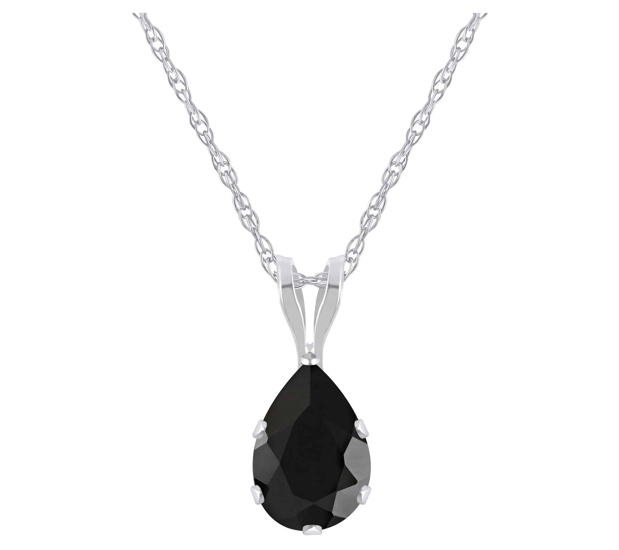 Affinity Gems Pear Gemstone Pendant w/ Chain, 10K White Gold