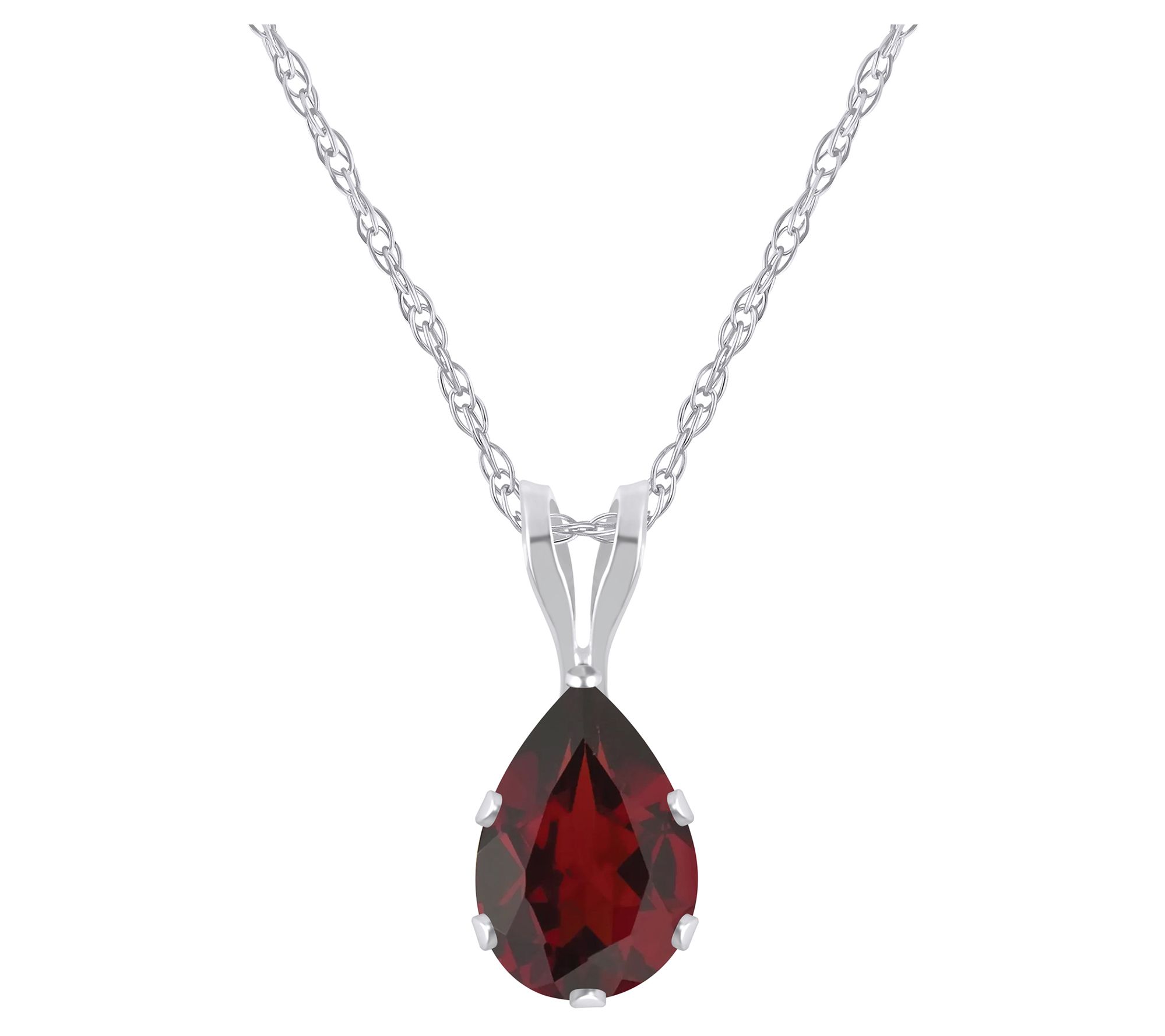 Affinity Gems Pear Gemstone Pendant w/ Chain, 10K White Gold