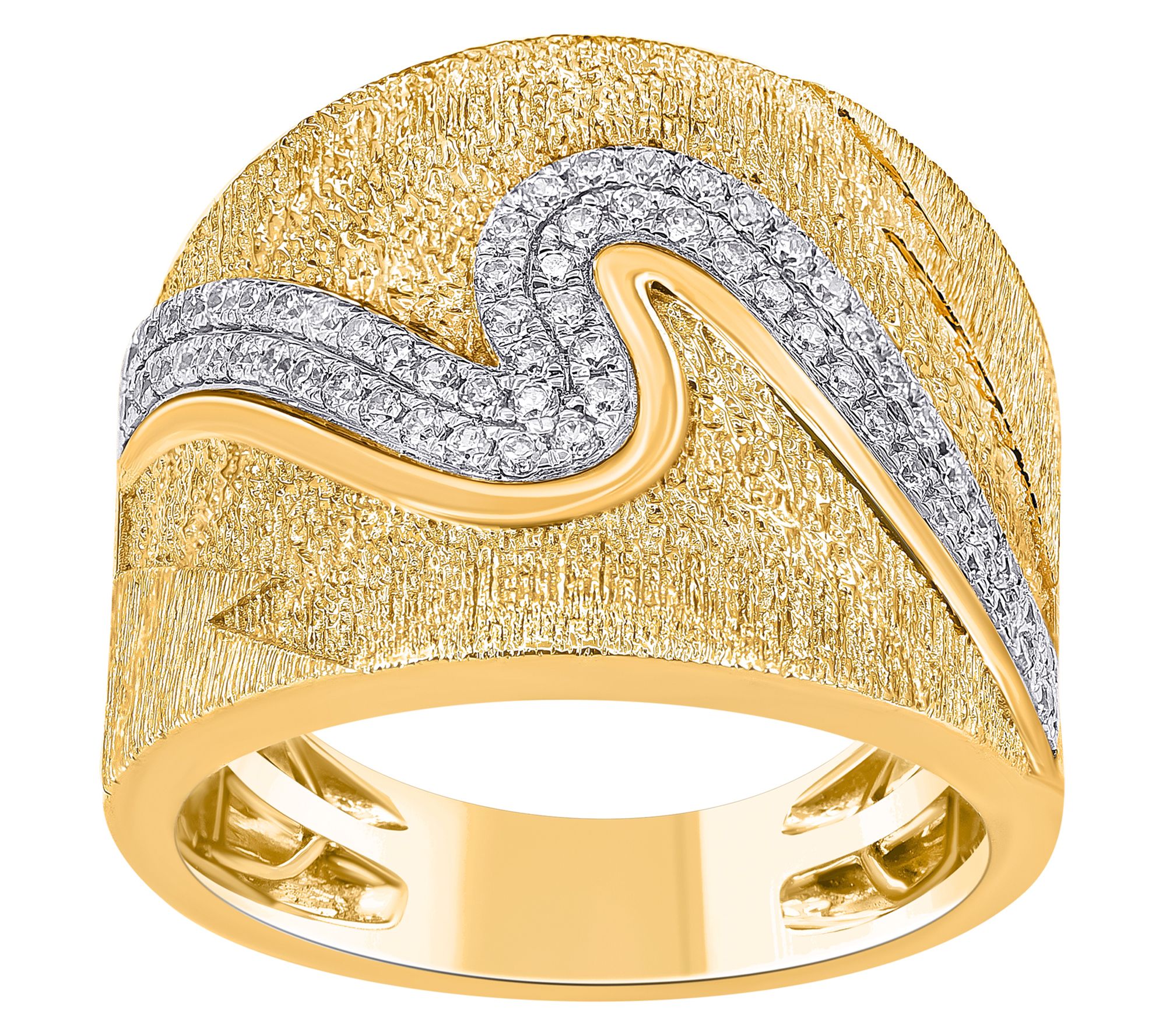 Affinity Diamonds 0.50 cttw Men's Pave Wave Ring, 14K Gold