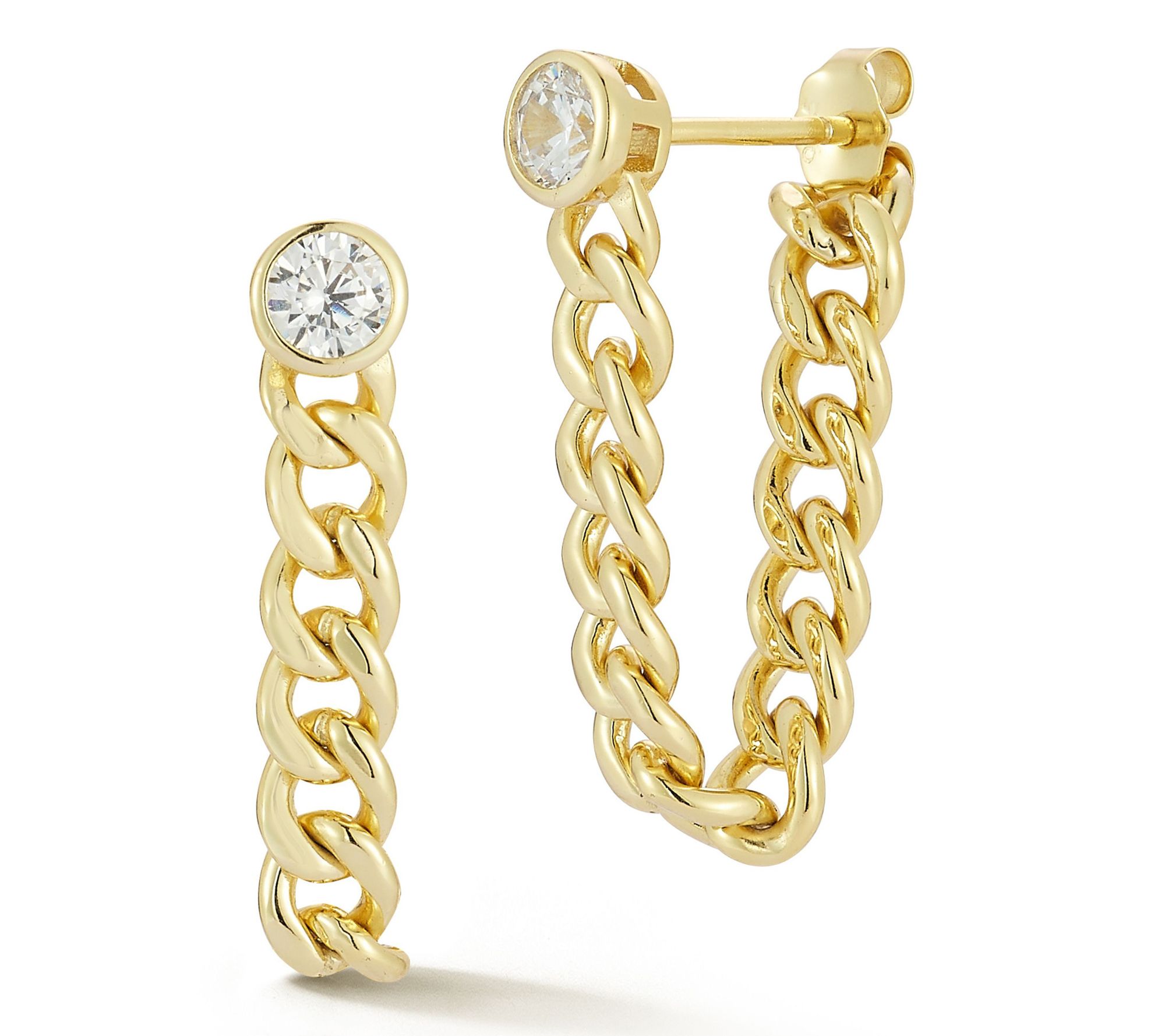 Rachel Zoe Round Curb Chain Drop Earrings, Sterling