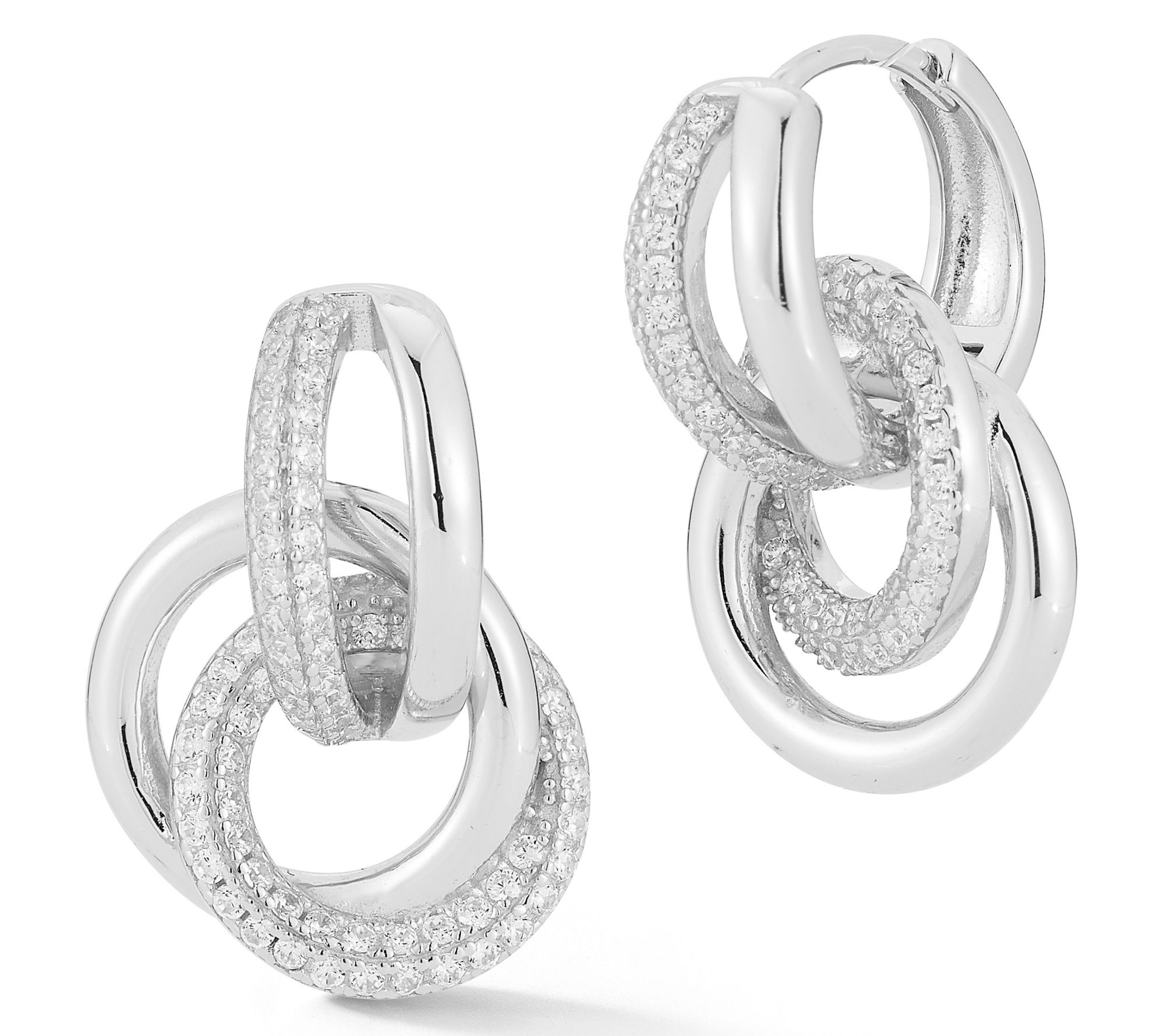 Rachel Zoe Pave Interlocking H oop Earrings, S terling