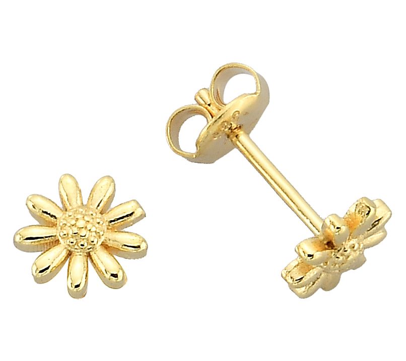 Adorna 14K Gold Flower Polished Stud Earrings