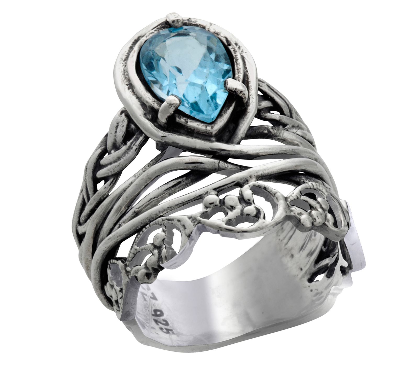 Diamonique 3.25 cttw Teardrop Lace Ring, Sterling Silver