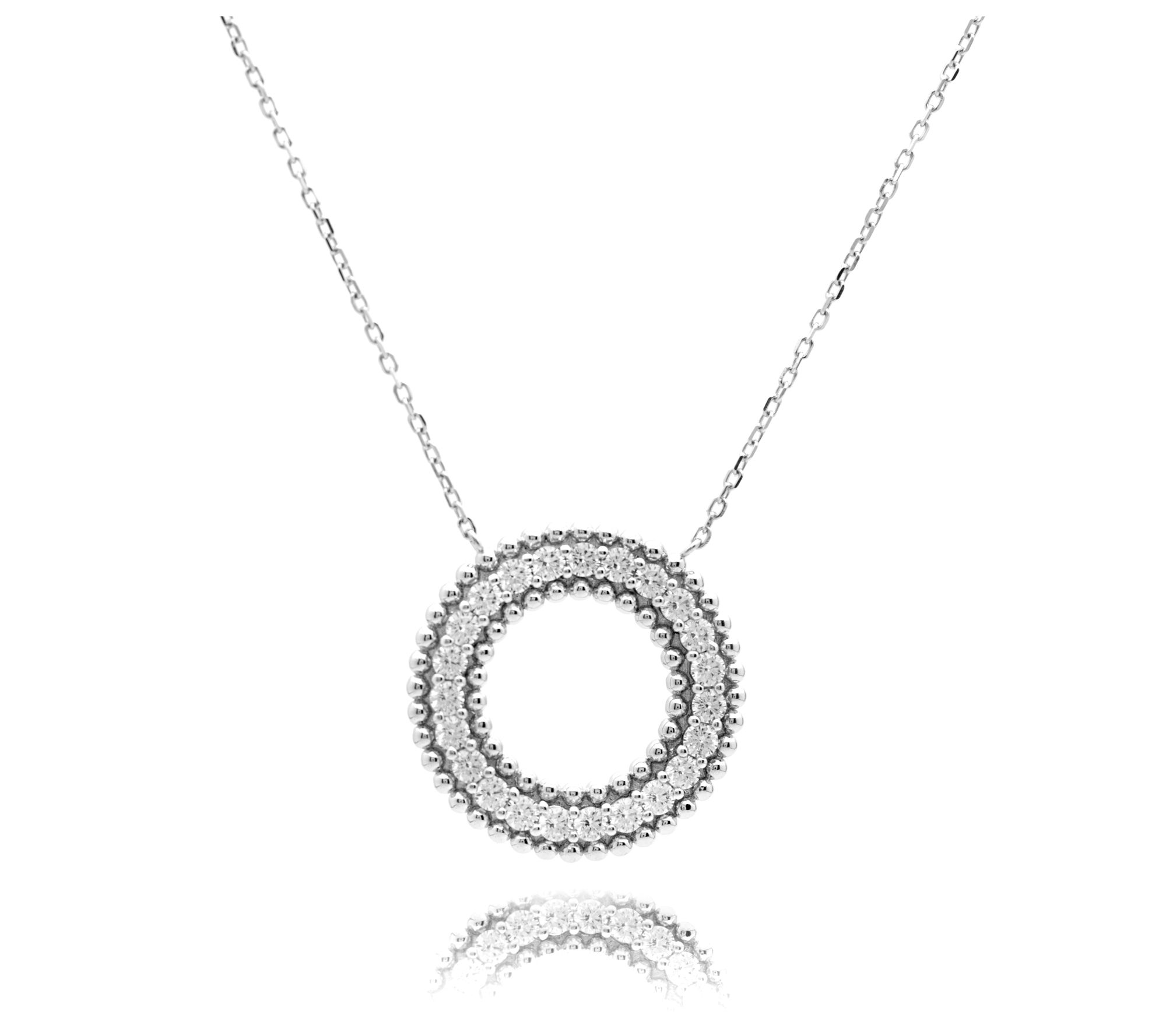 Diamonique Open Circle Necklace, Sterling Silver
