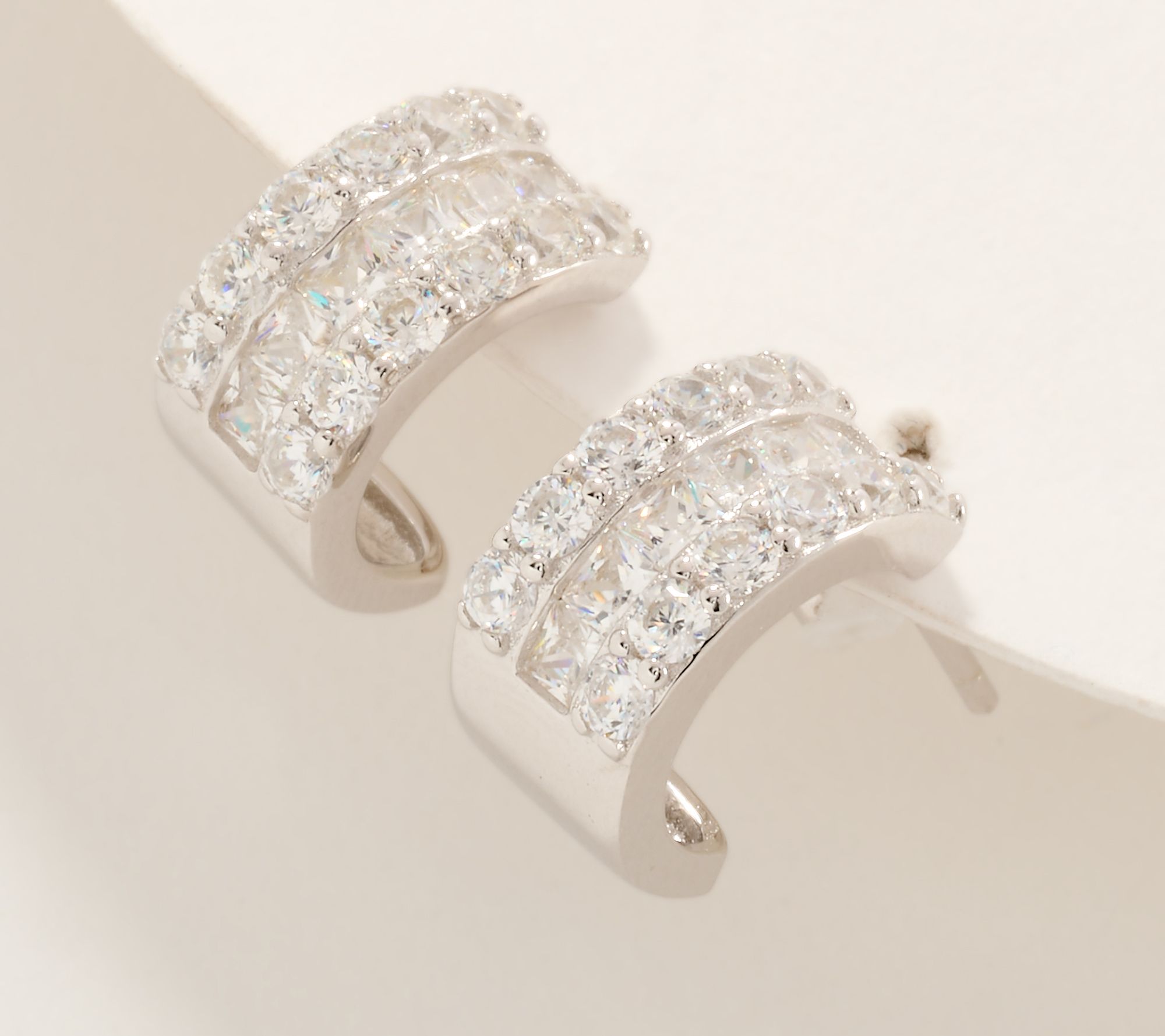 Diamonique Multi-Color Rondelle Hoop Earring, Sterling Silver