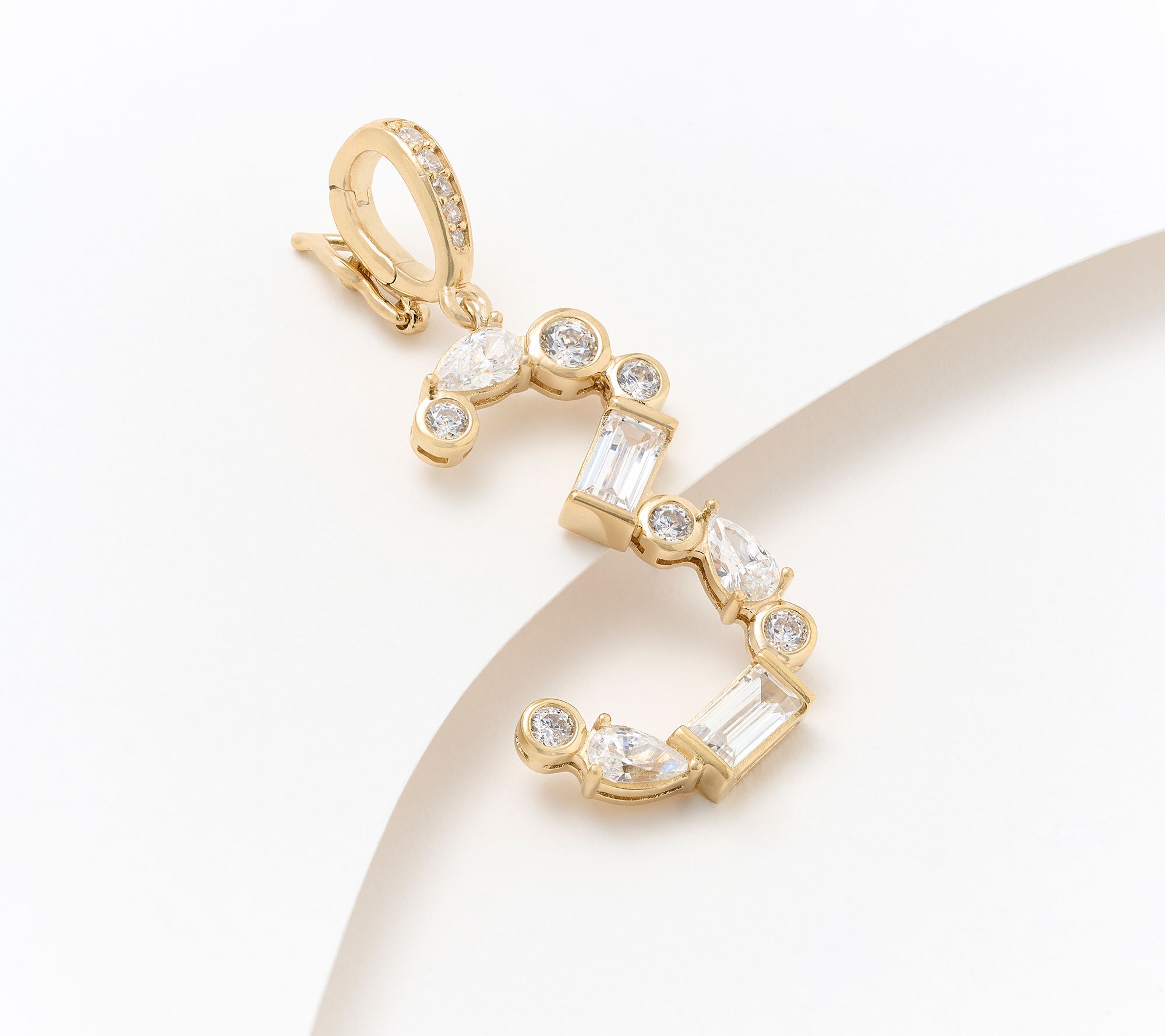 Diamonique x Lulu Frost Number Charm Enhancer, 14k Plated