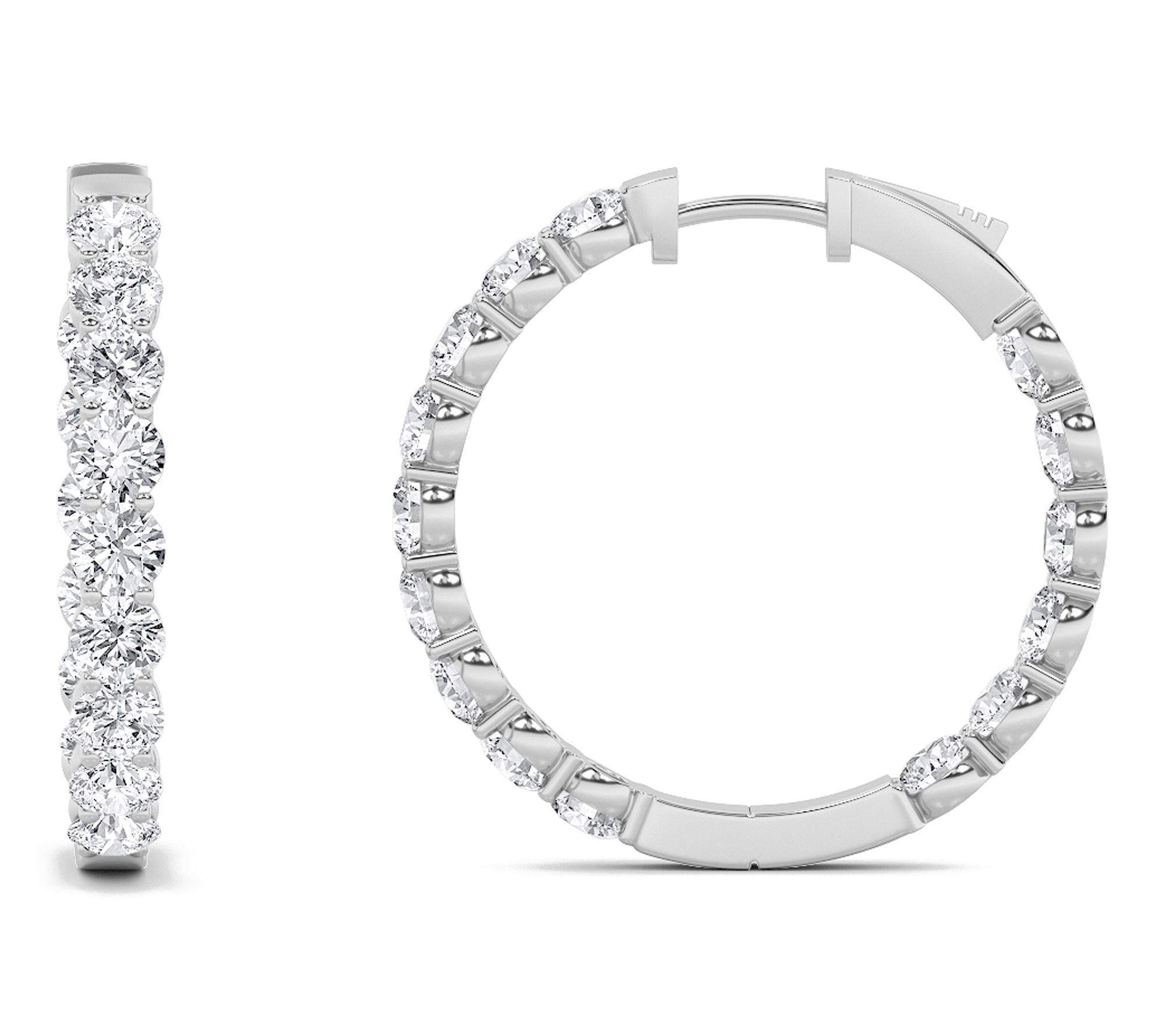 Fire Light 3.00 cttw Lab Grown Diamond Hoop Earrings, 14K