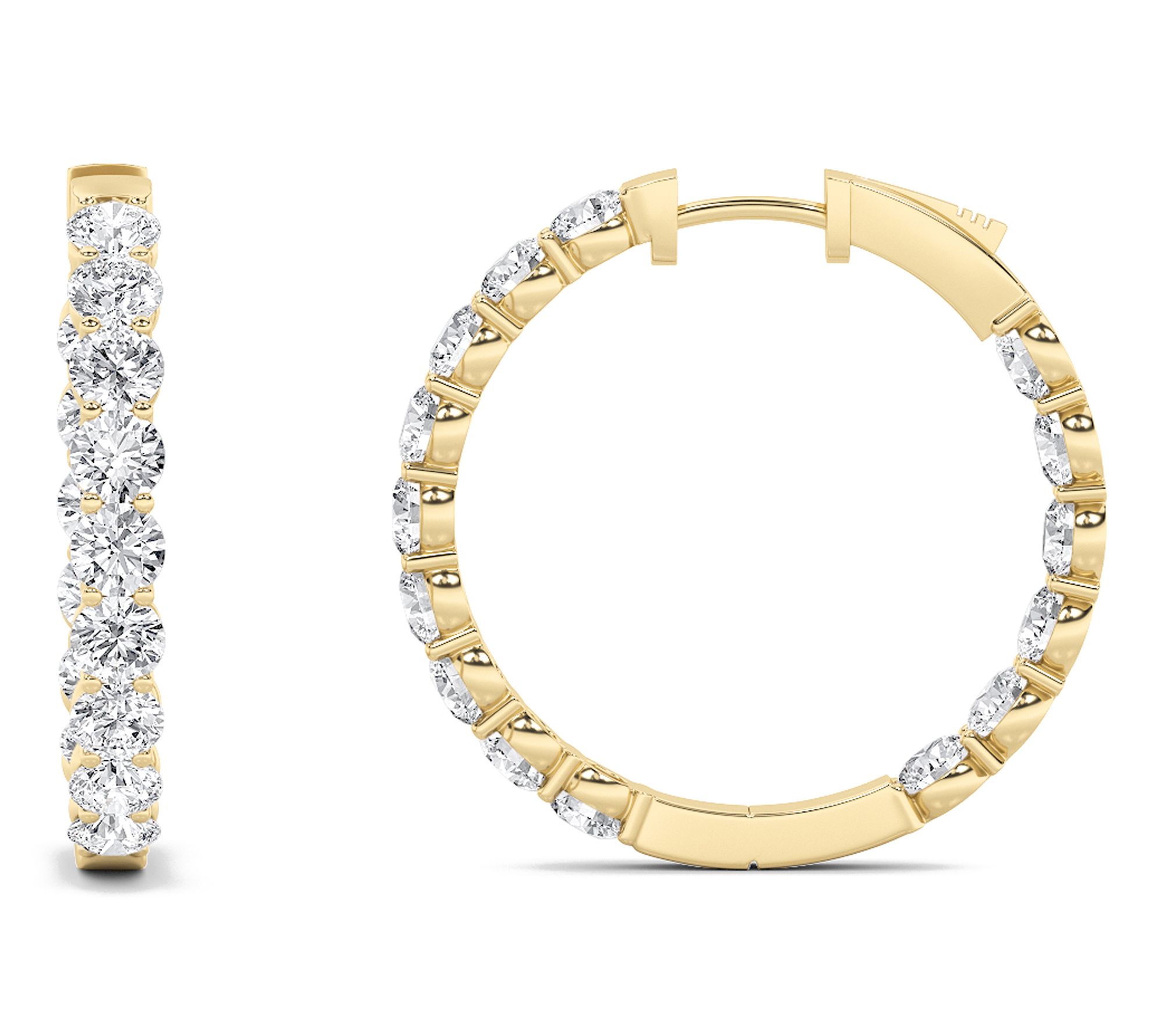 Fire Light 3.00 cttw Lab Grown Diamond Hoop Earrings, 14K