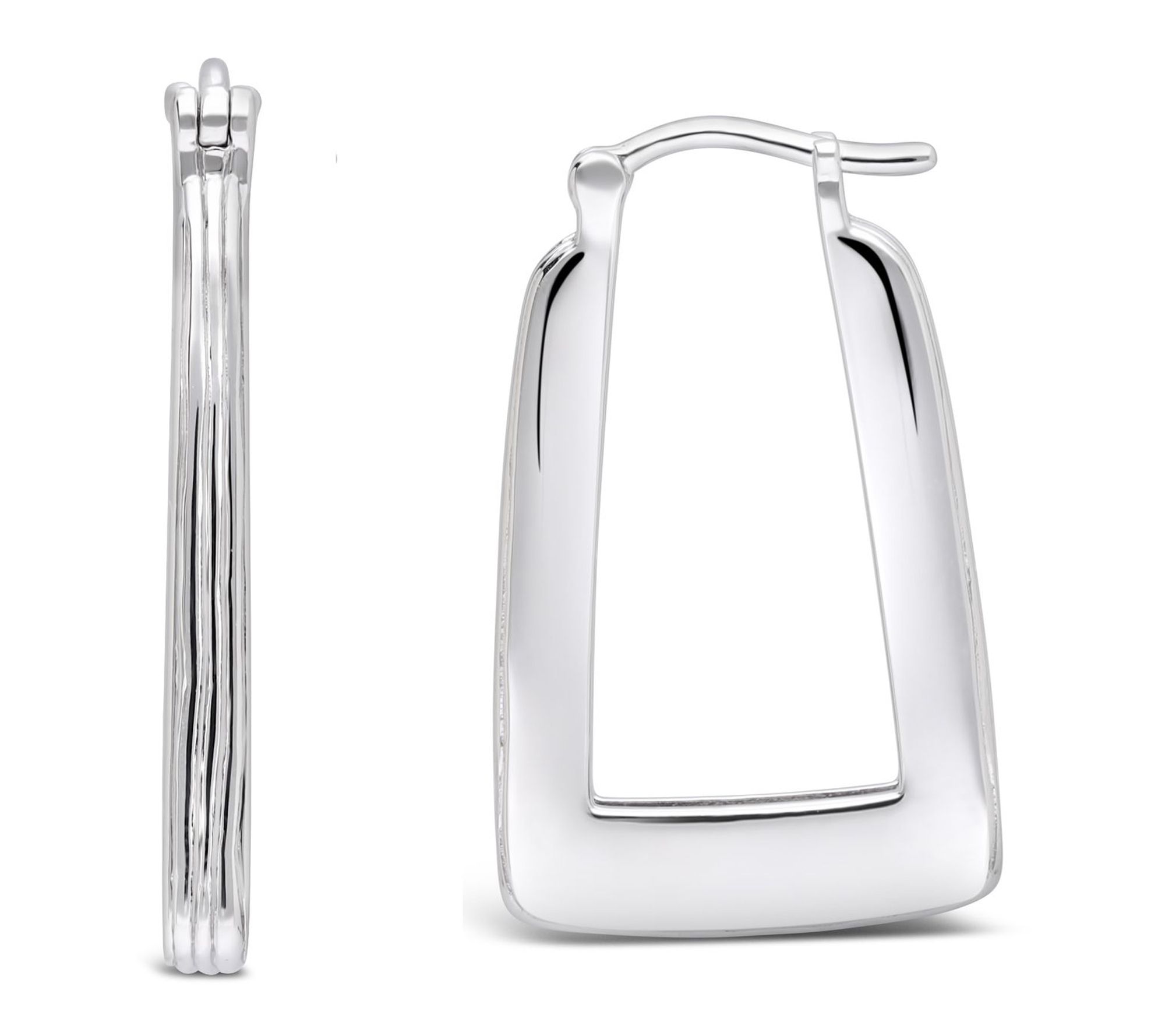 Ariva Sterling Silver Silk Textured Modern HoopEarrings