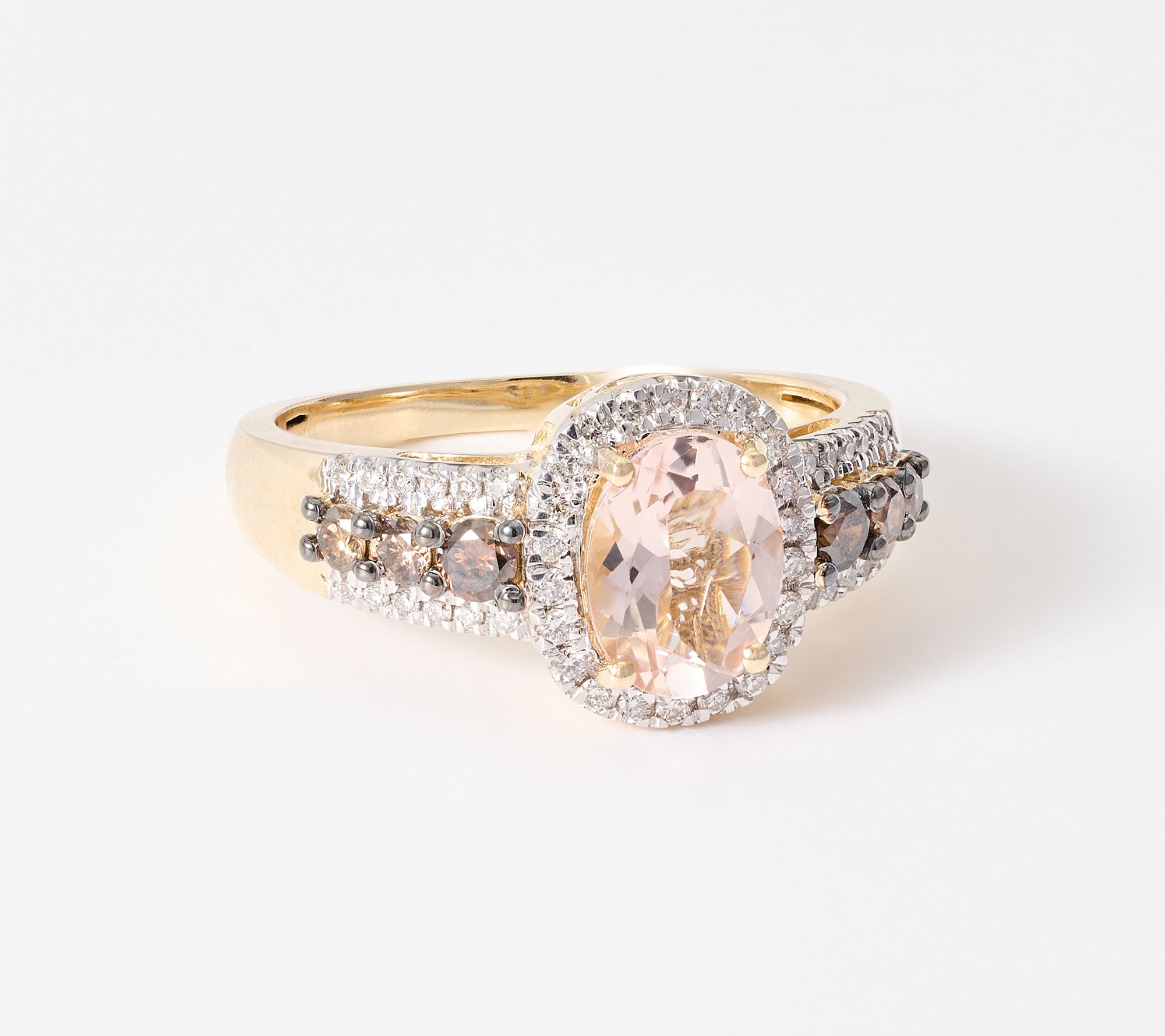 Kallati Morganite & Coco Diamond Ring, 14k Gold