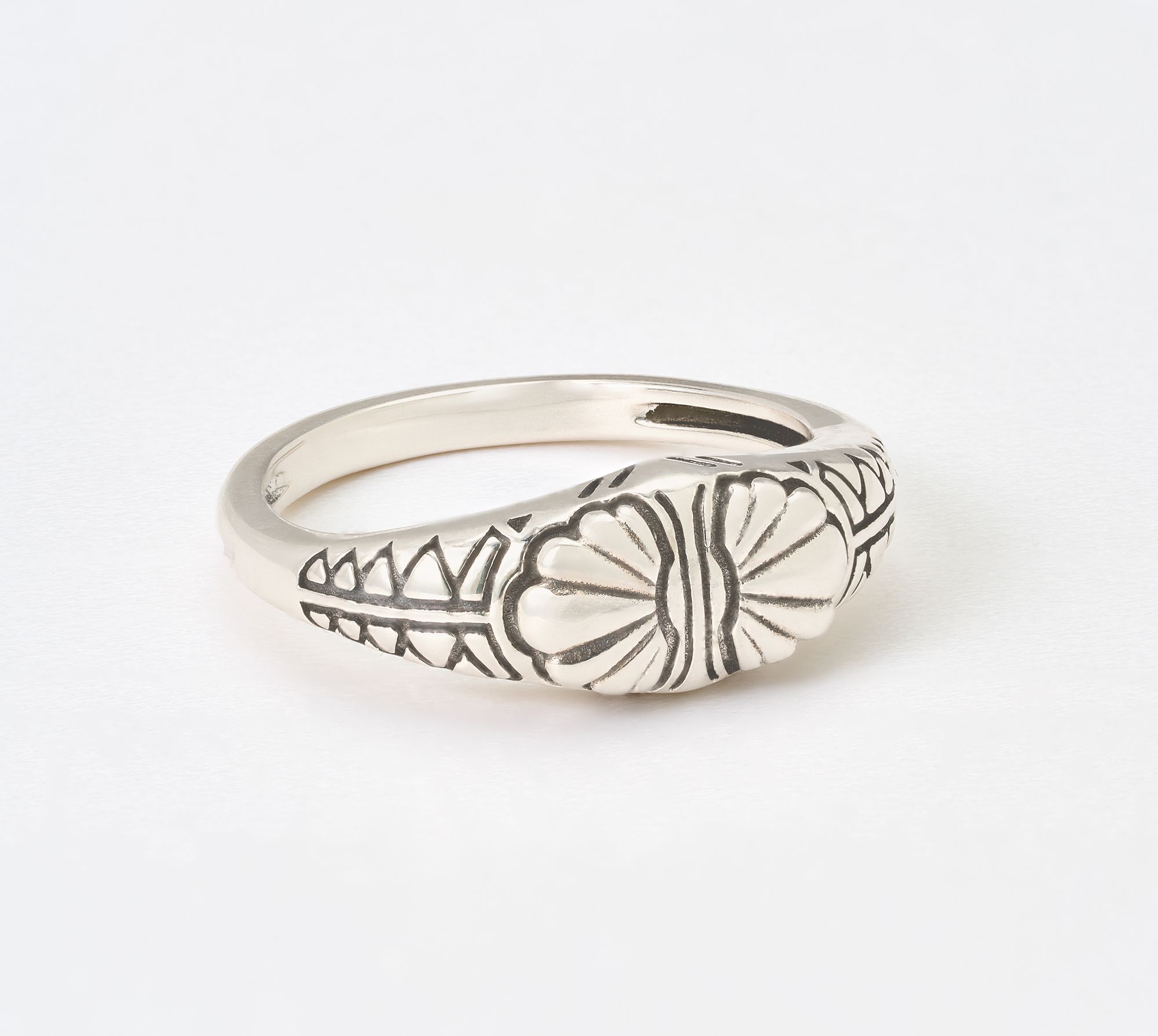 American West Sterling Silver Oval Center Etched Ring