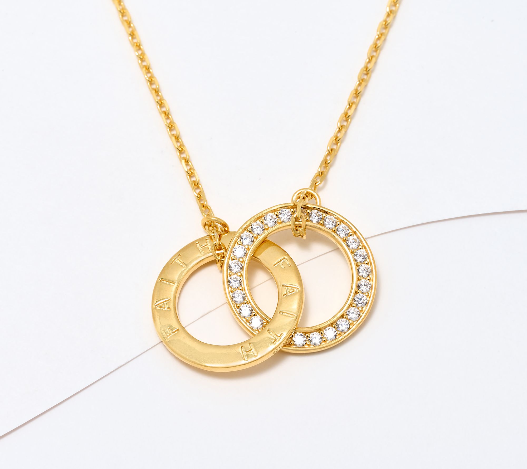 "As Is" Diamonique Italia Interlock Rings Necklace,Plated