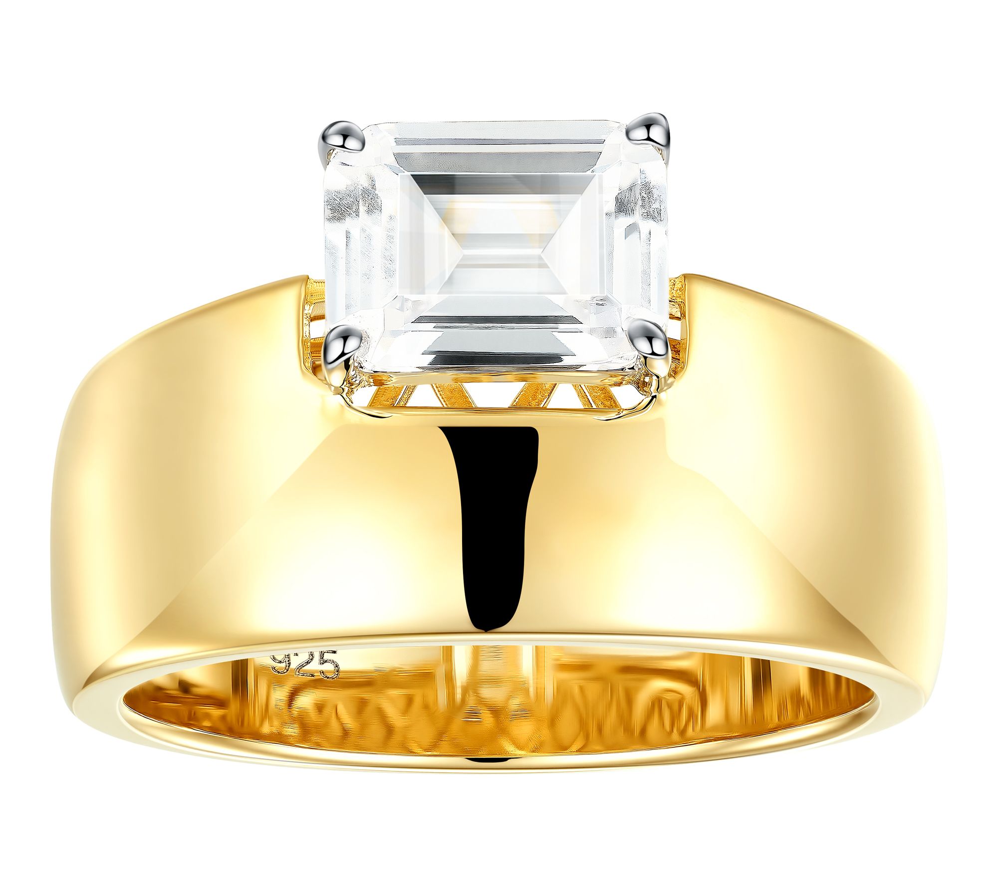 Diamonique x Jennifer Miller Emerald Cut Ring, Sterling Silver