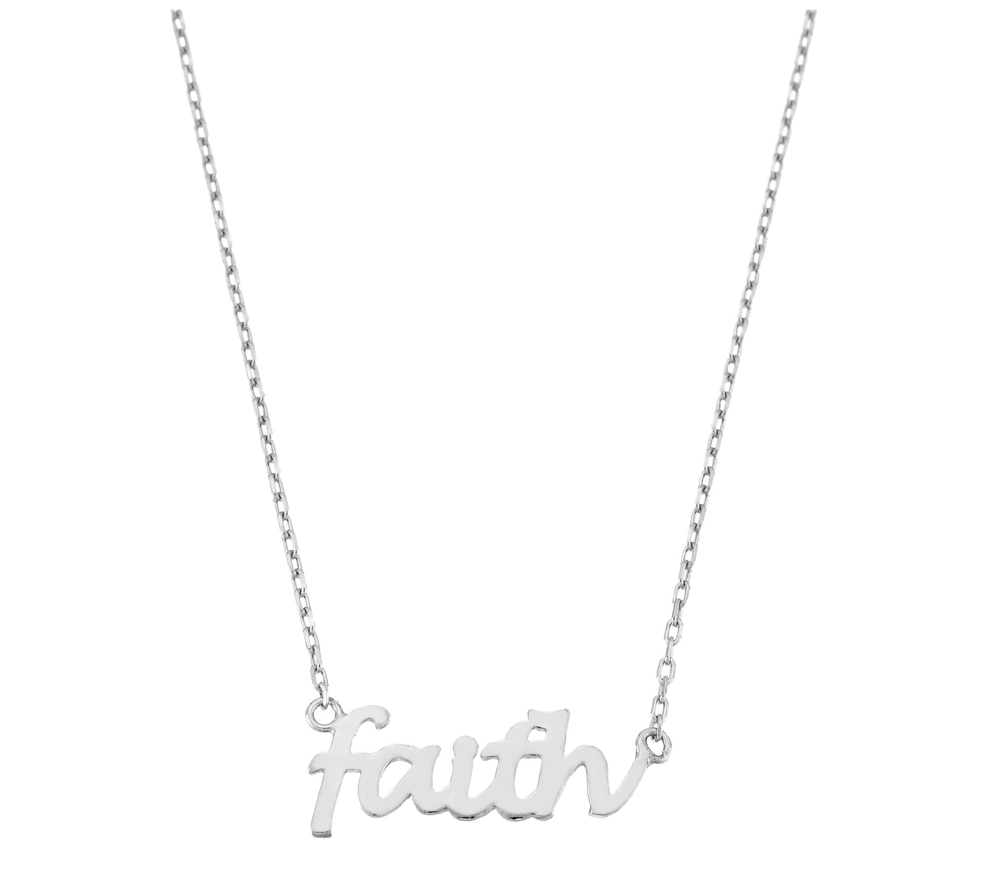 Silver Style  Hand Script Faith Necklace, Sterling Silver