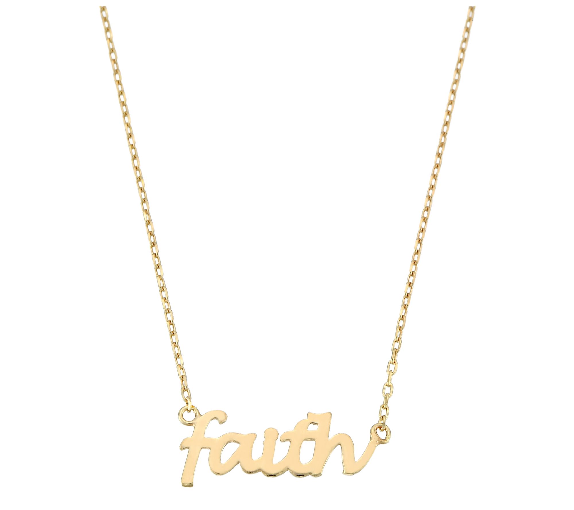 Silver Style  Hand Script Faith Necklace, Sterling Silver