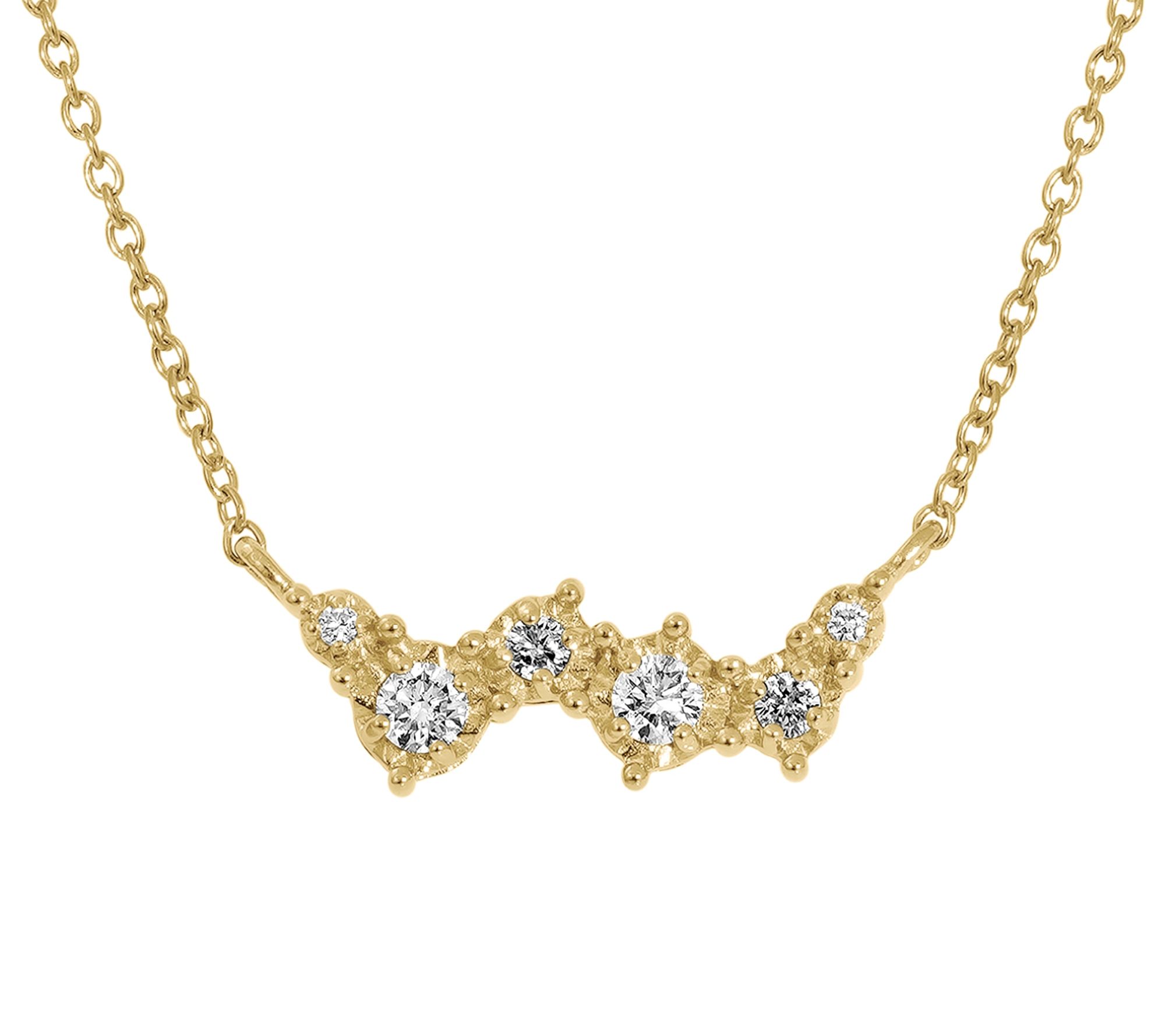 Fire Light Lab Grown Diamond Cluster Bar Necklace, 14K Plated