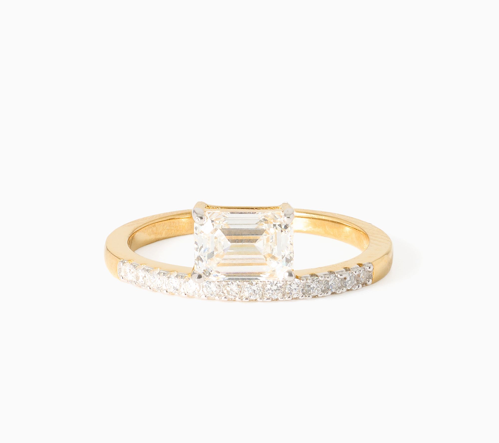 Fire Light Lab Grown Diamond Floating Solitaire Ring Gold Plate